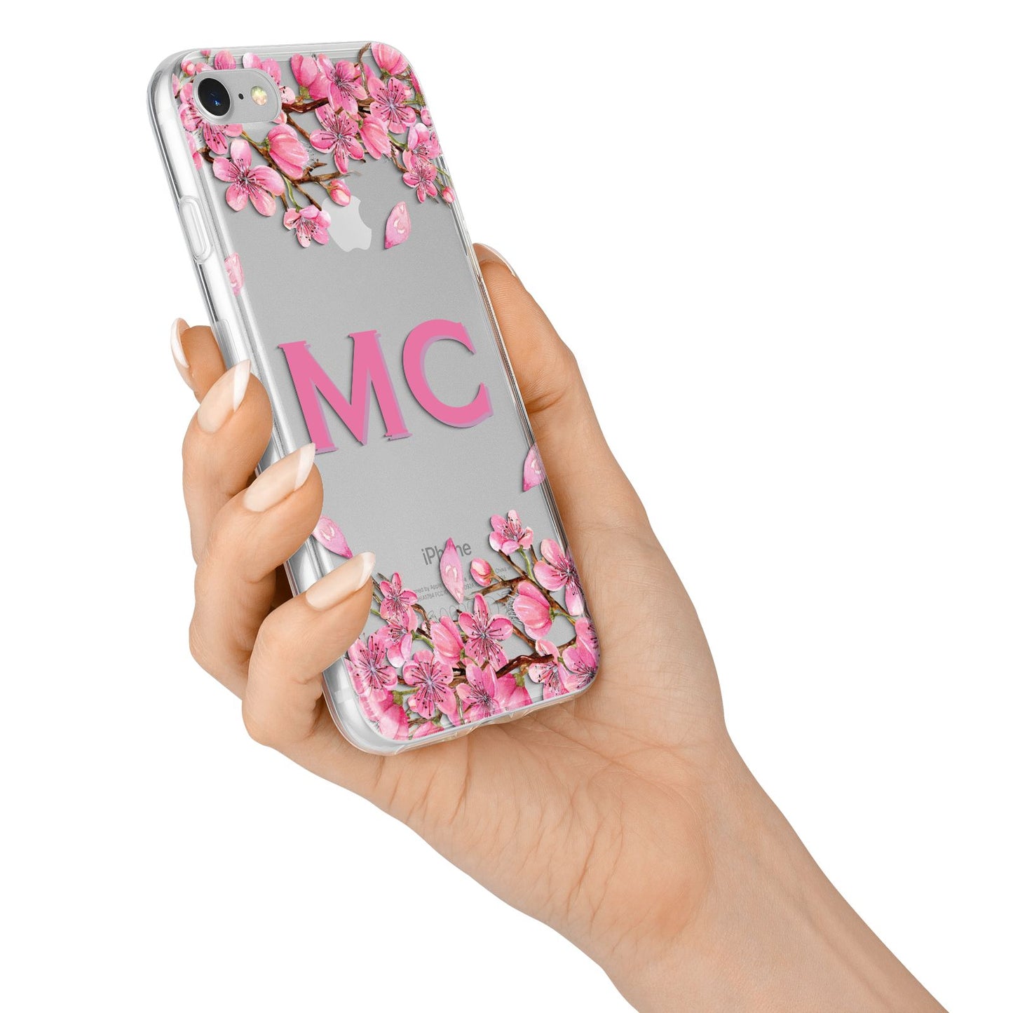 Personalised Vibrant Cherry Blossom Pink iPhone 7 Bumper Case on Silver iPhone Alternative Image