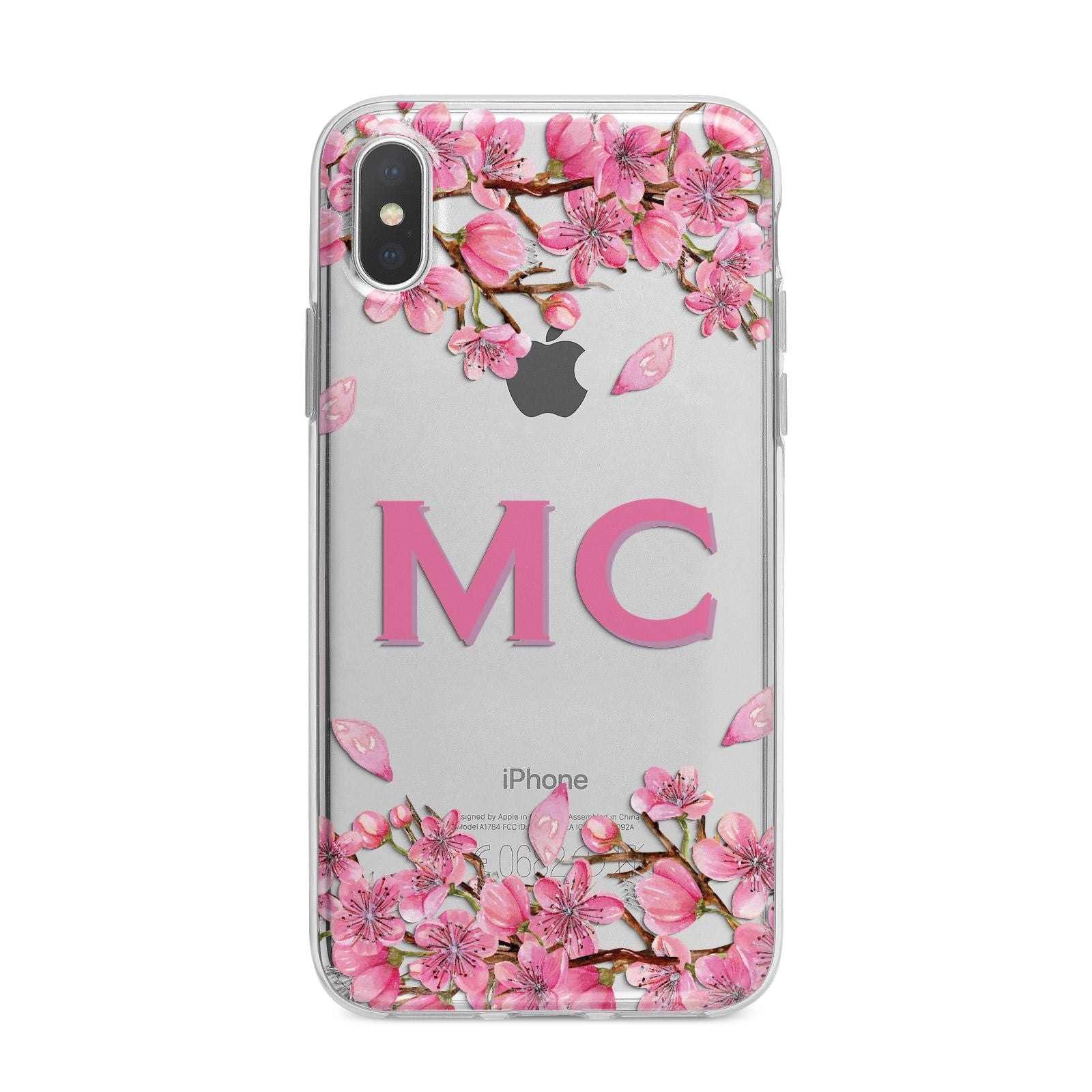 Personalised Vibrant Cherry Blossom Pink iPhone X Bumper Case on Silver iPhone Alternative Image 1