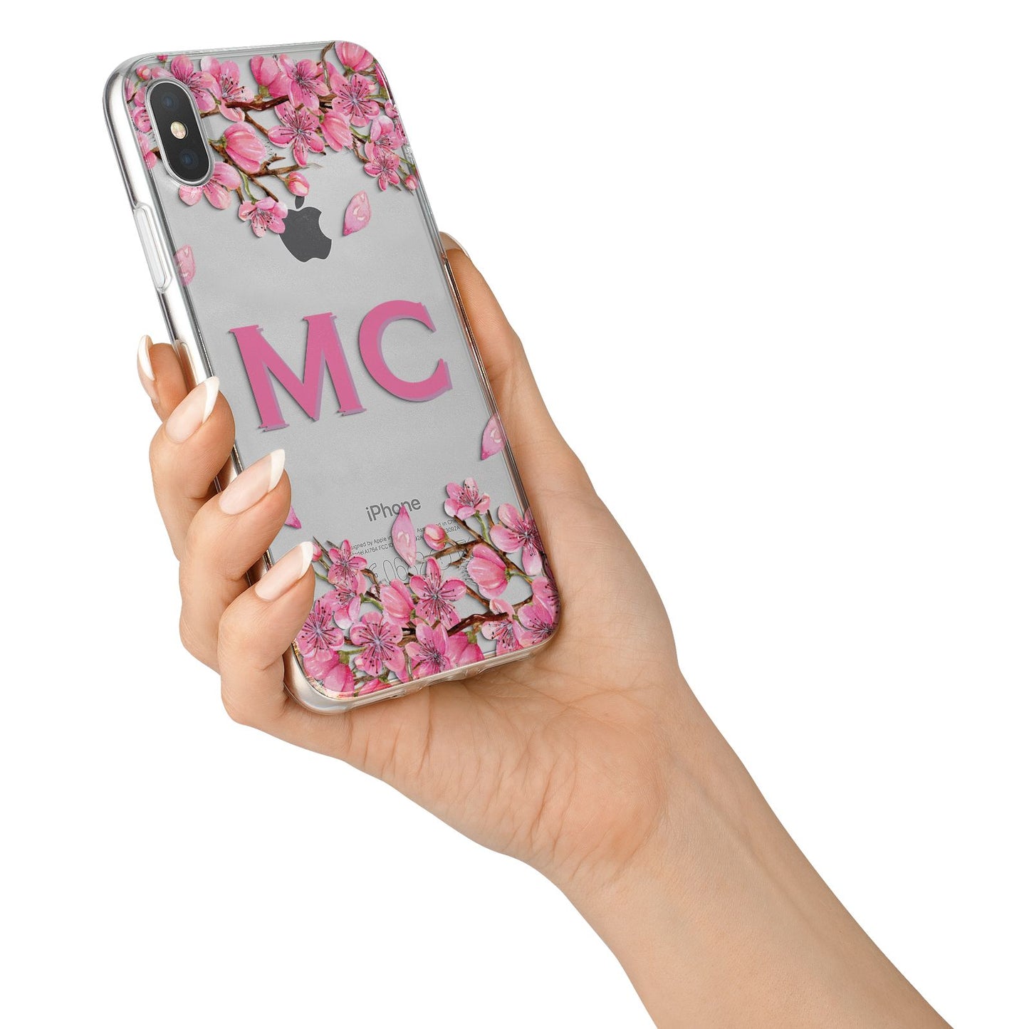 Personalised Vibrant Cherry Blossom Pink iPhone X Bumper Case on Silver iPhone Alternative Image 2