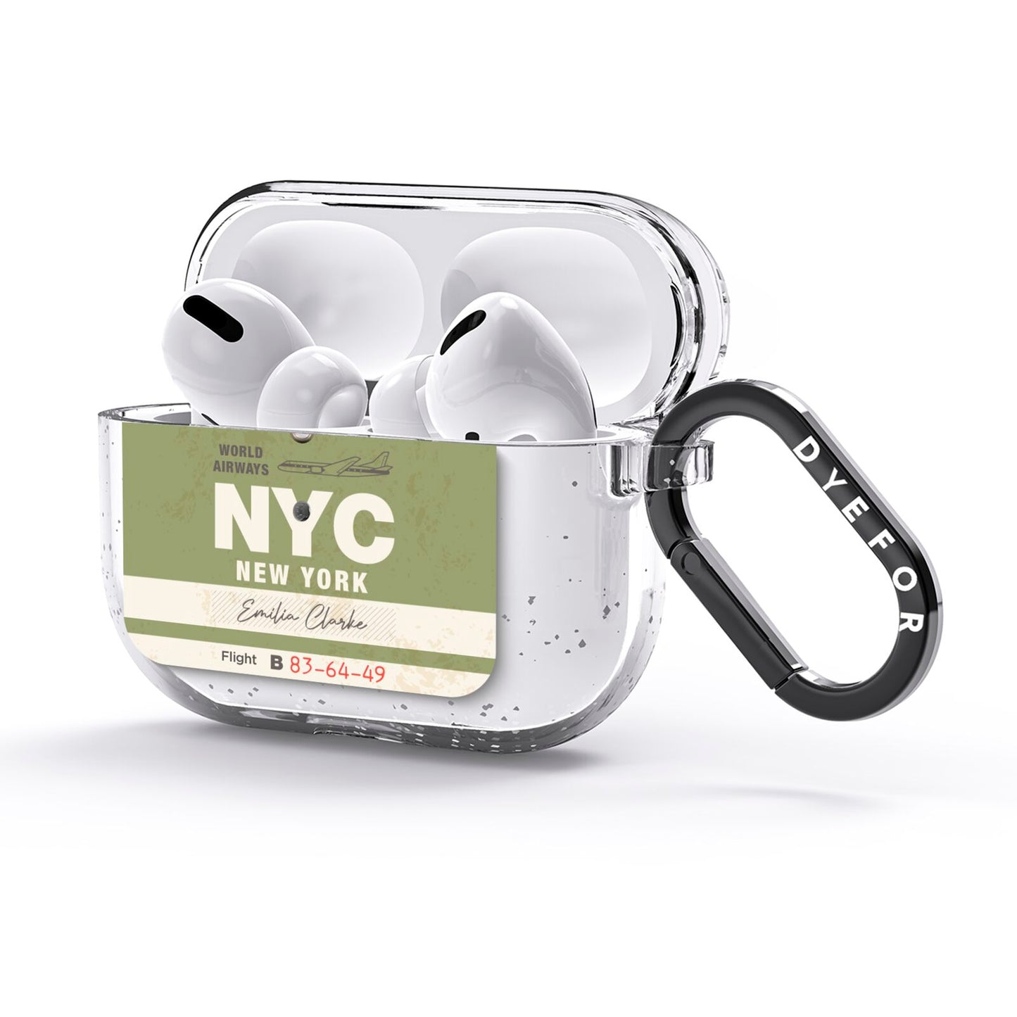 Personalised Vintage Baggage Tag AirPods Glitter Case 3rd Gen Side Image