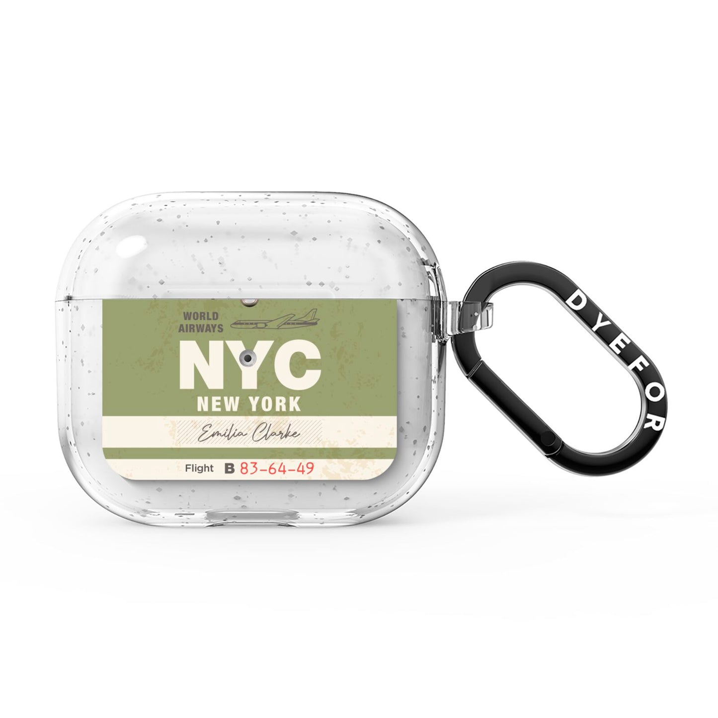 Personalised Vintage Baggage Tag AirPods Glitter Case 3rd Gen