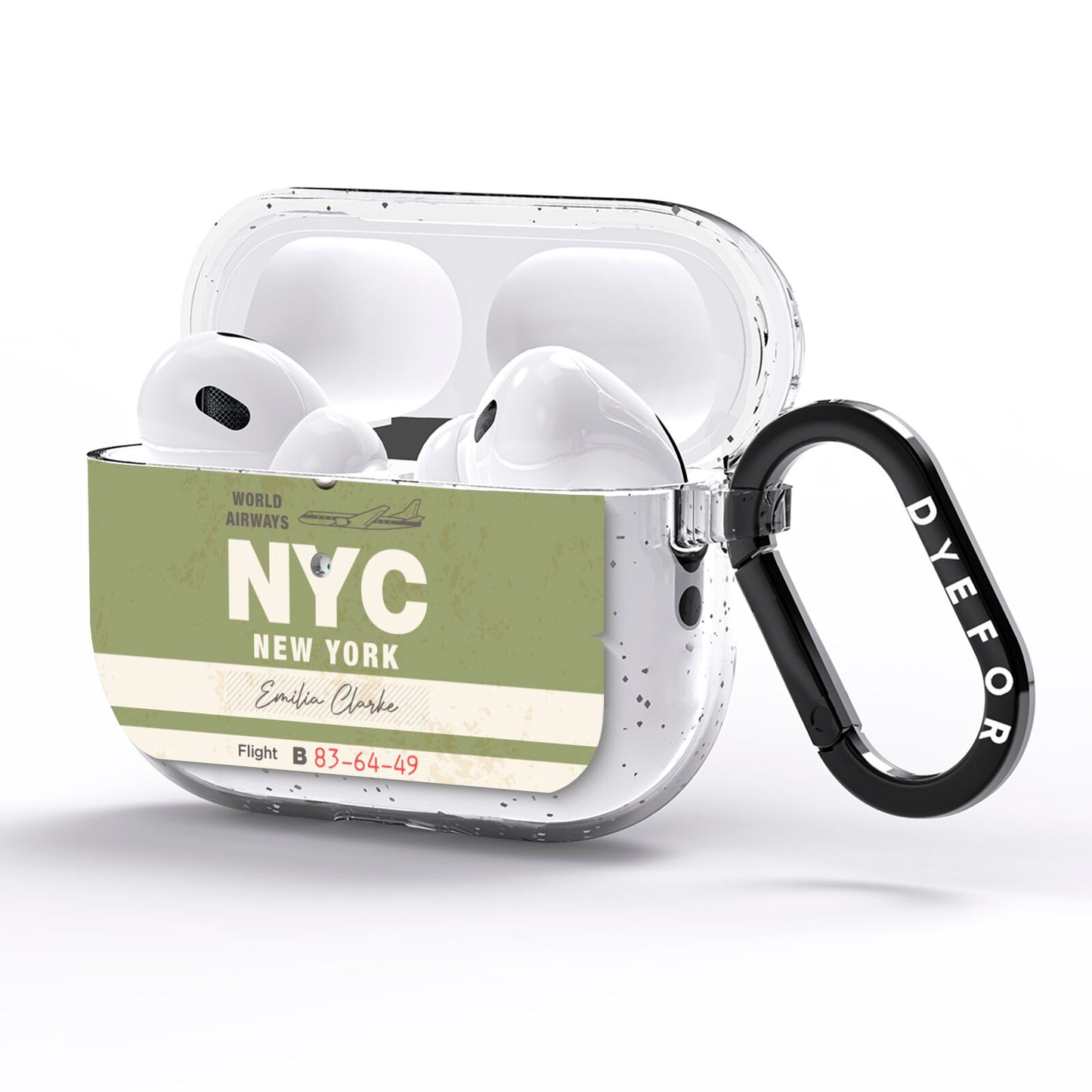 Personalised Vintage Baggage Tag AirPods Pro Glitter Case Side Image