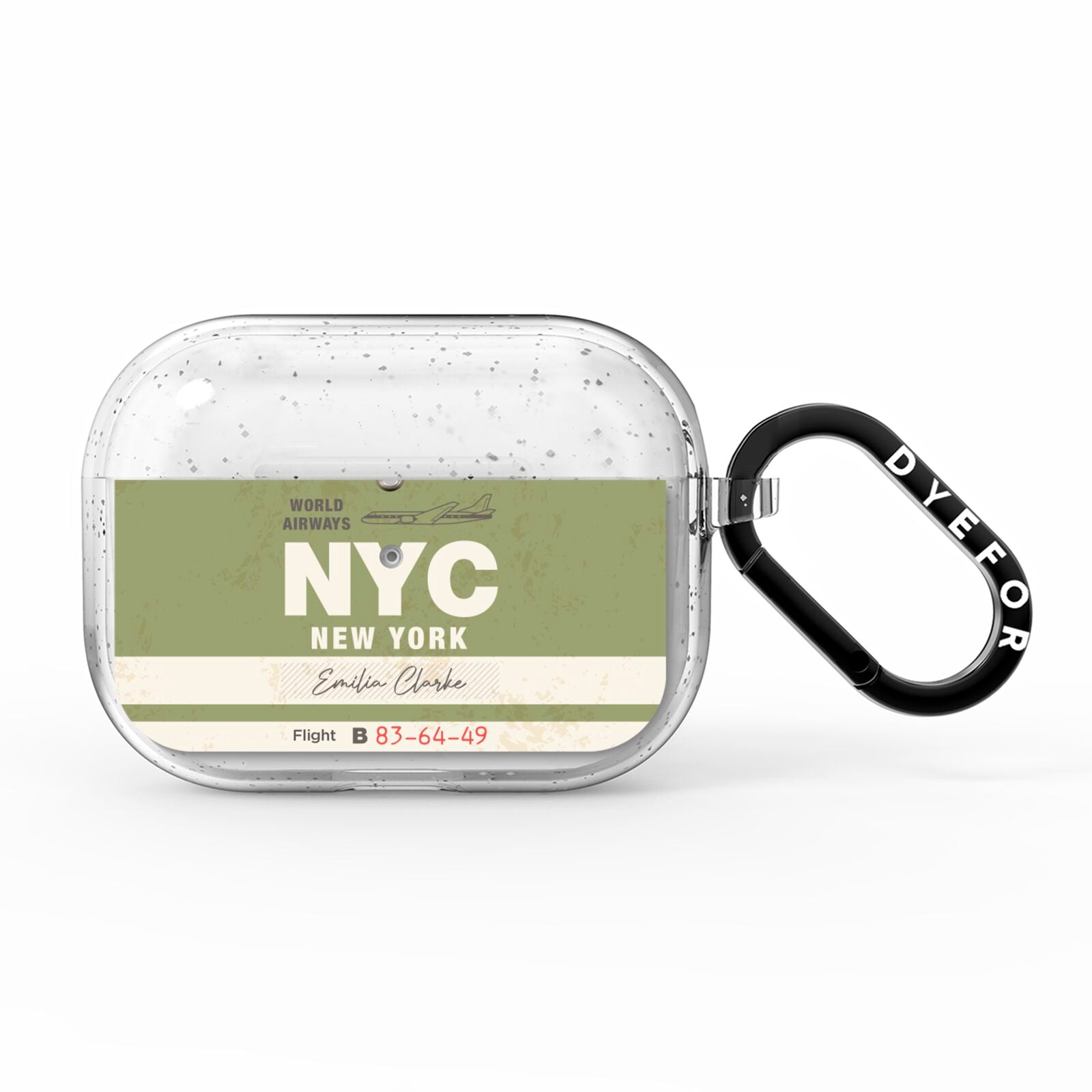 Personalised Vintage Baggage Tag AirPods Pro Glitter Case