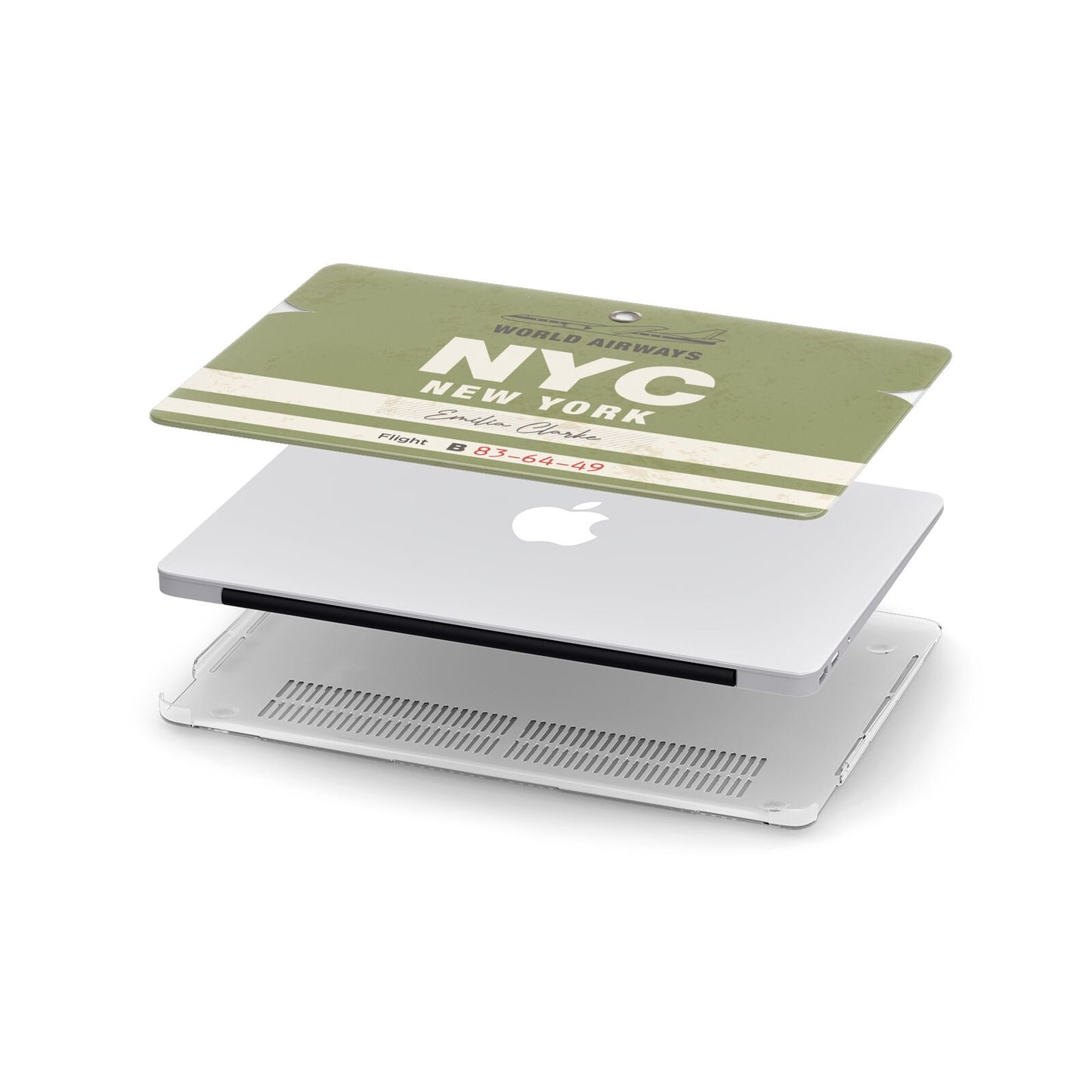 Personalised Vintage Baggage Tag Apple MacBook Case in Detail