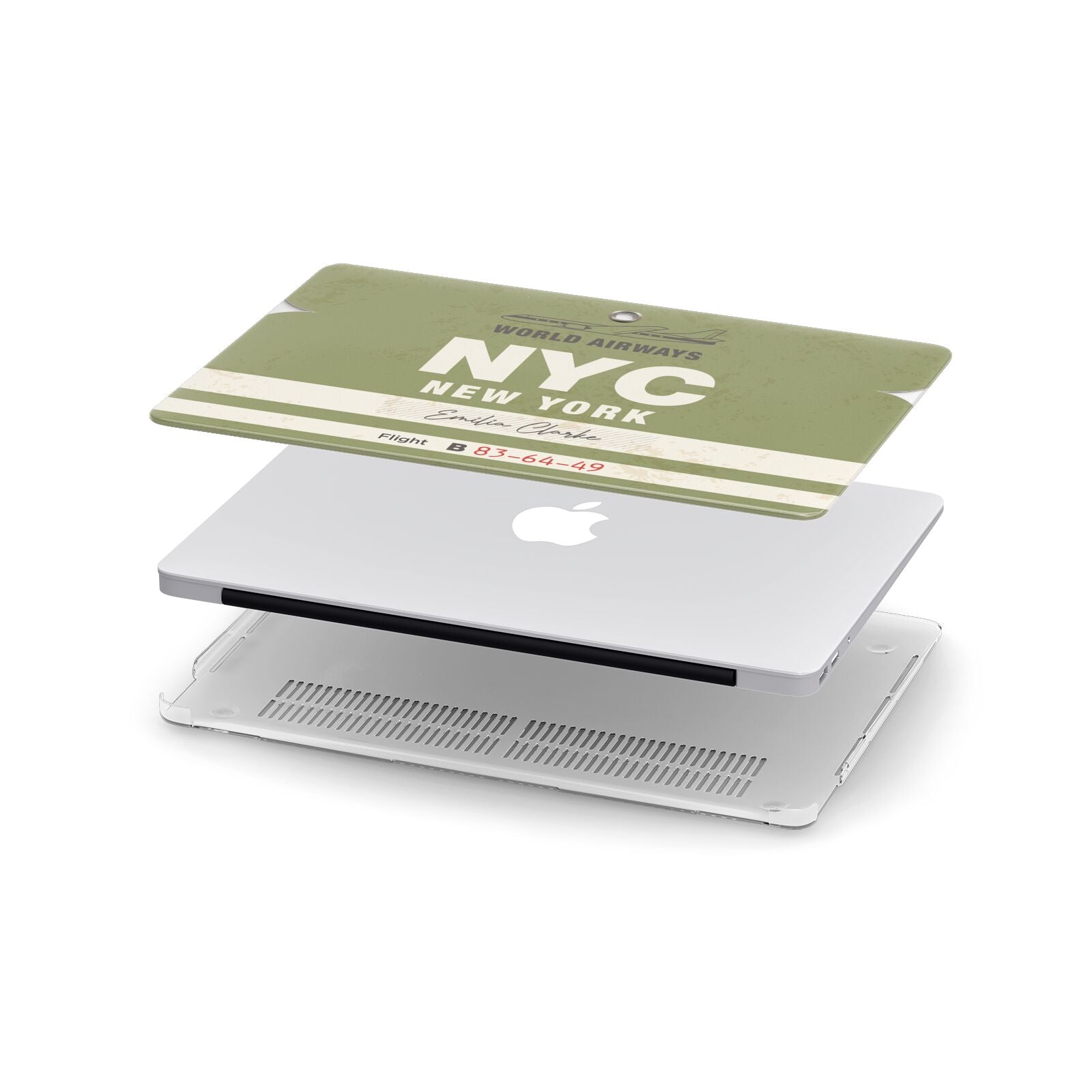 Personalised Vintage Baggage Tag Apple MacBook Case in Detail