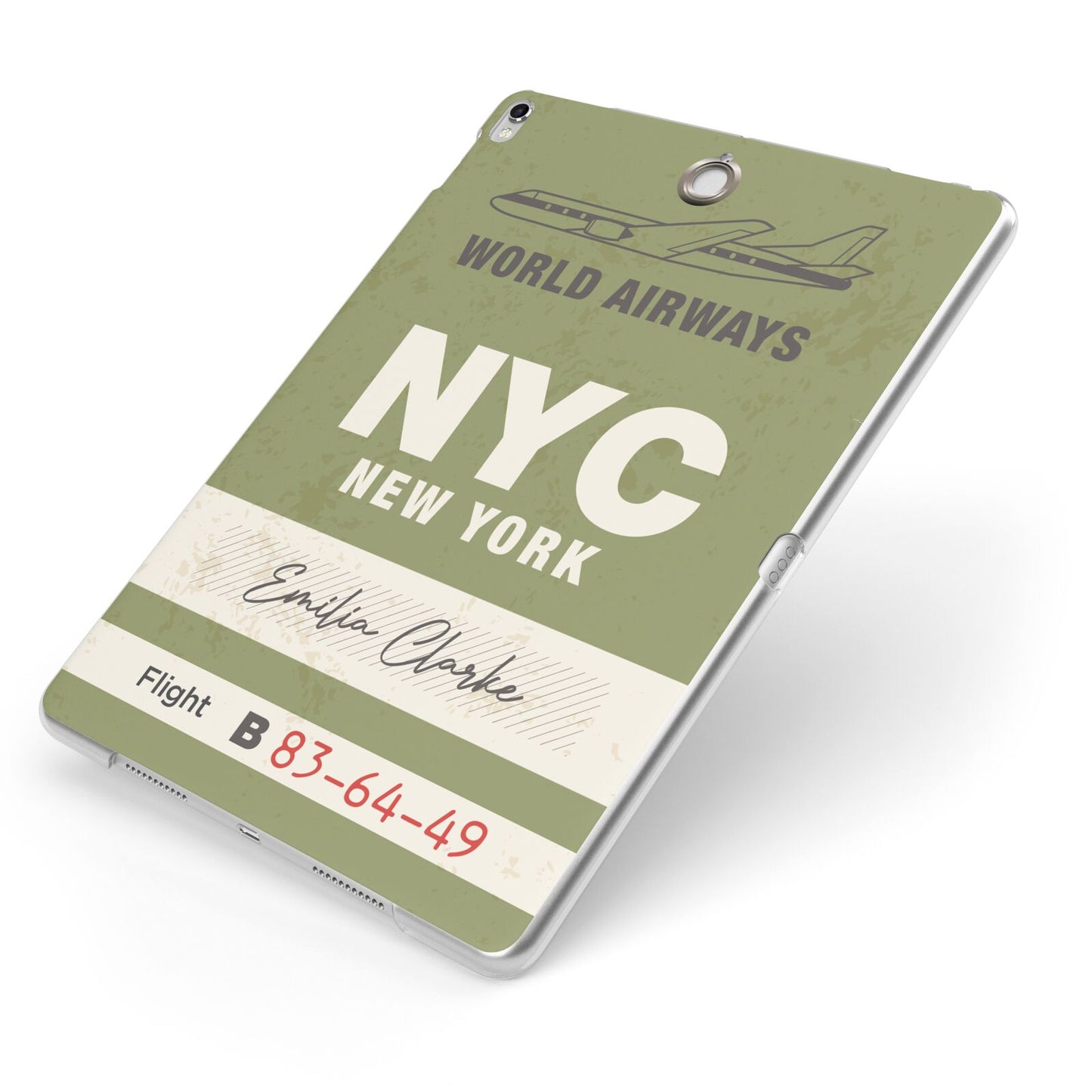 Personalised Vintage Baggage Tag Apple iPad Case on Silver iPad Side View