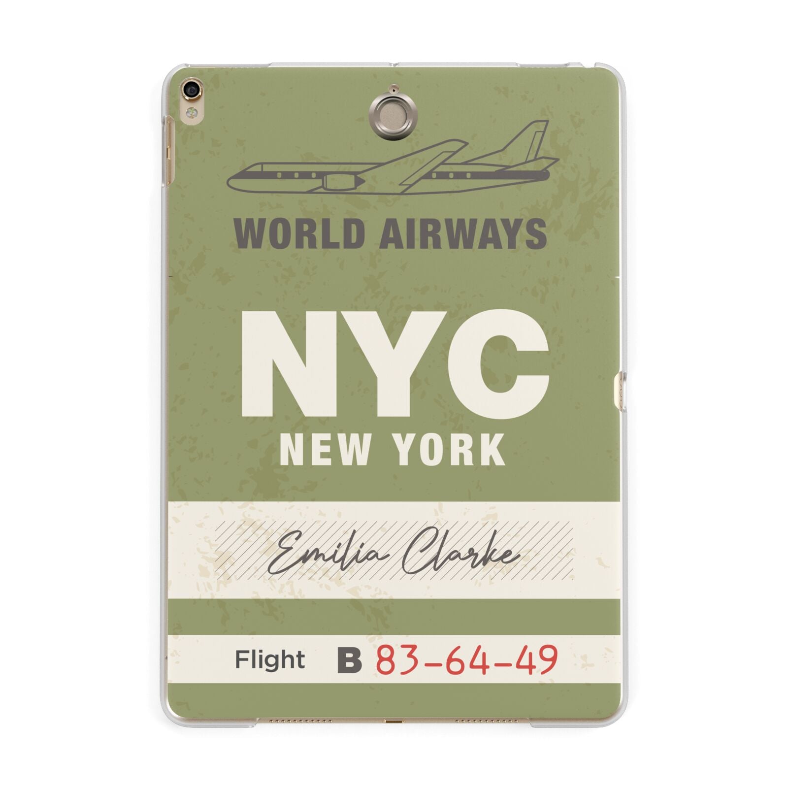 Personalised Vintage Baggage Tag Apple iPad Gold Case