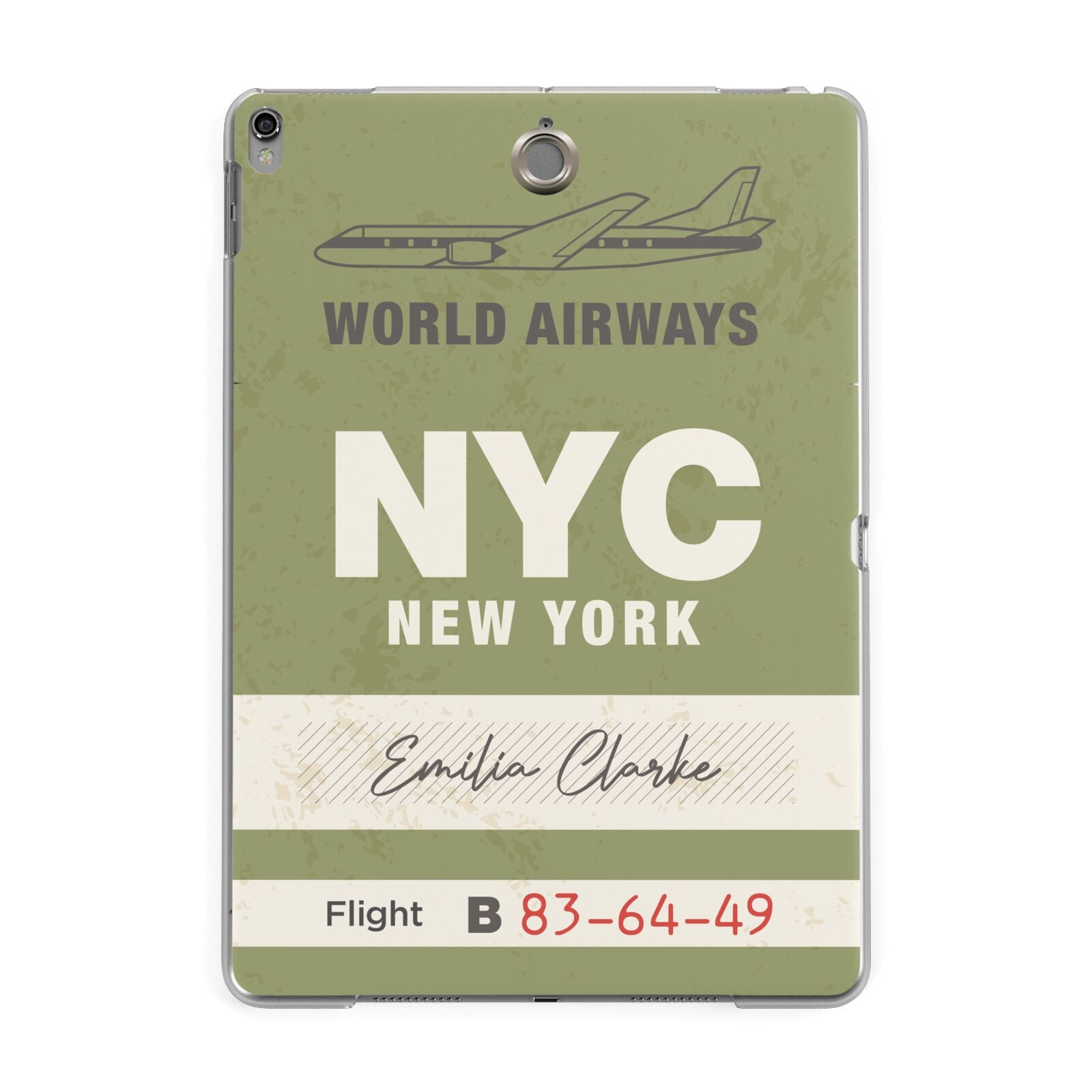 Personalised Vintage Baggage Tag Apple iPad Grey Case