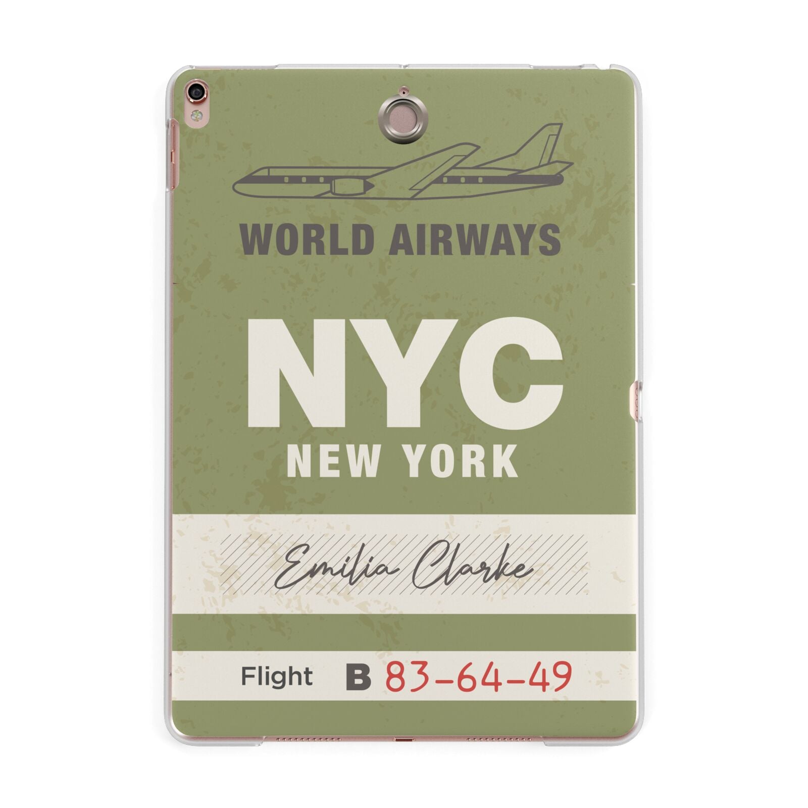 Personalised Vintage Baggage Tag Apple iPad Rose Gold Case