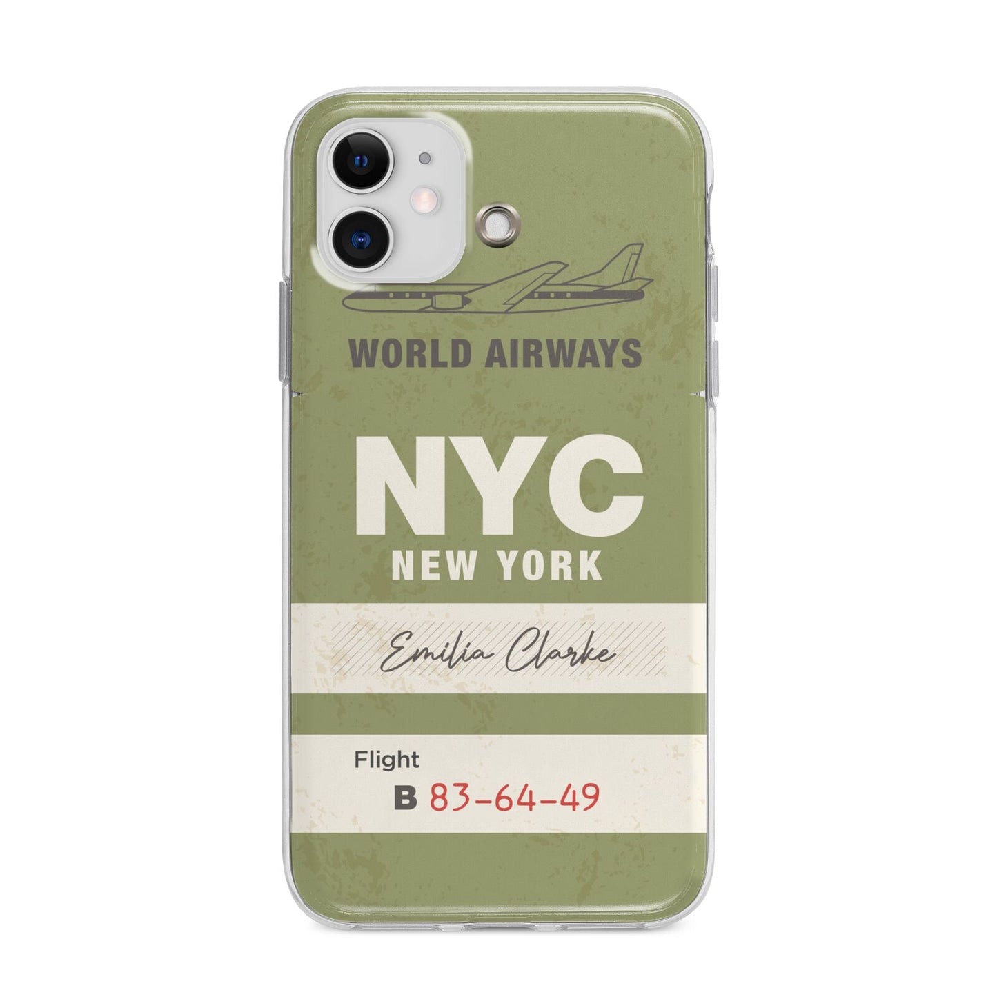 Personalised Vintage Baggage Tag Apple iPhone 11 in White with Bumper Case