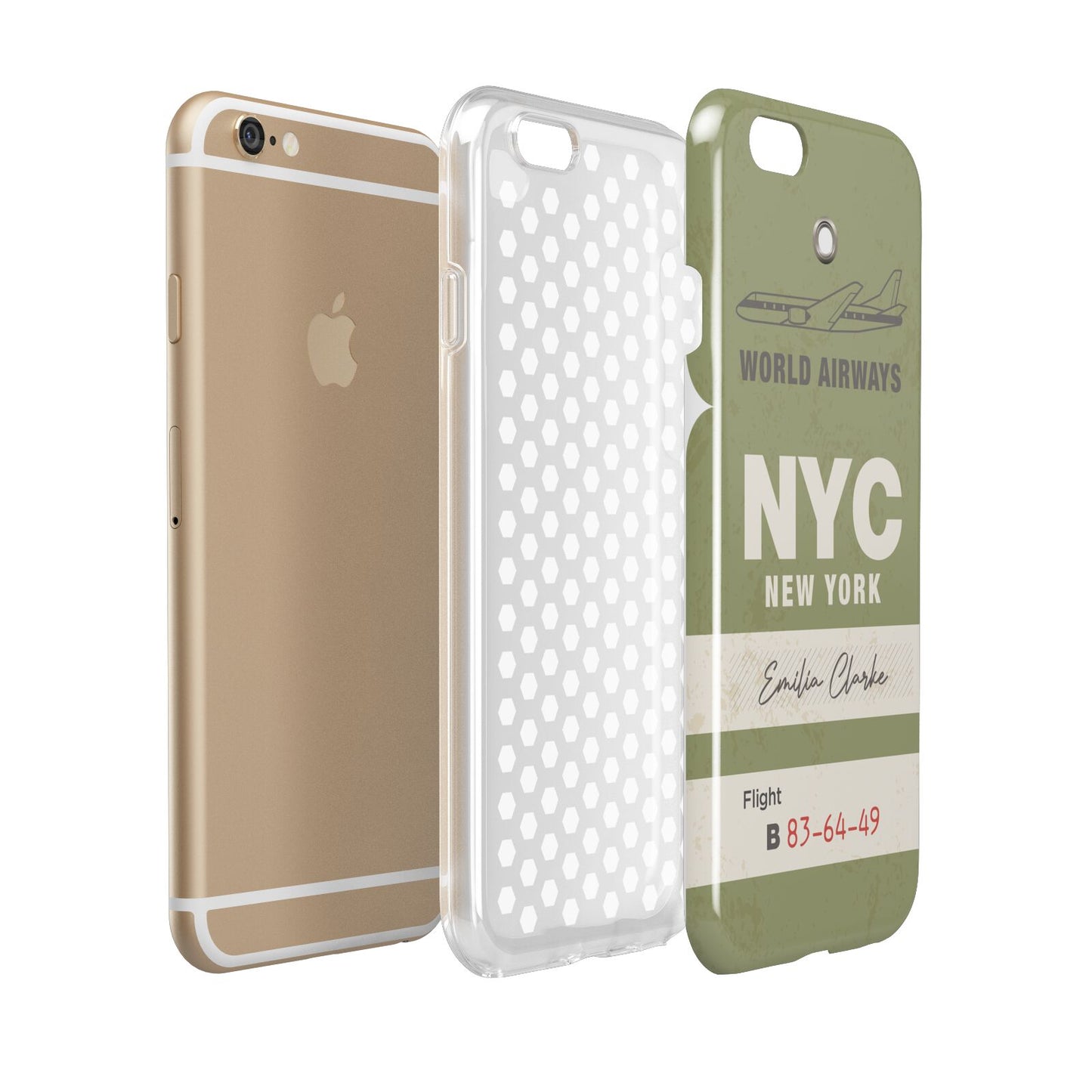 Personalised Vintage Baggage Tag Apple iPhone 6 3D Tough Case Expanded view