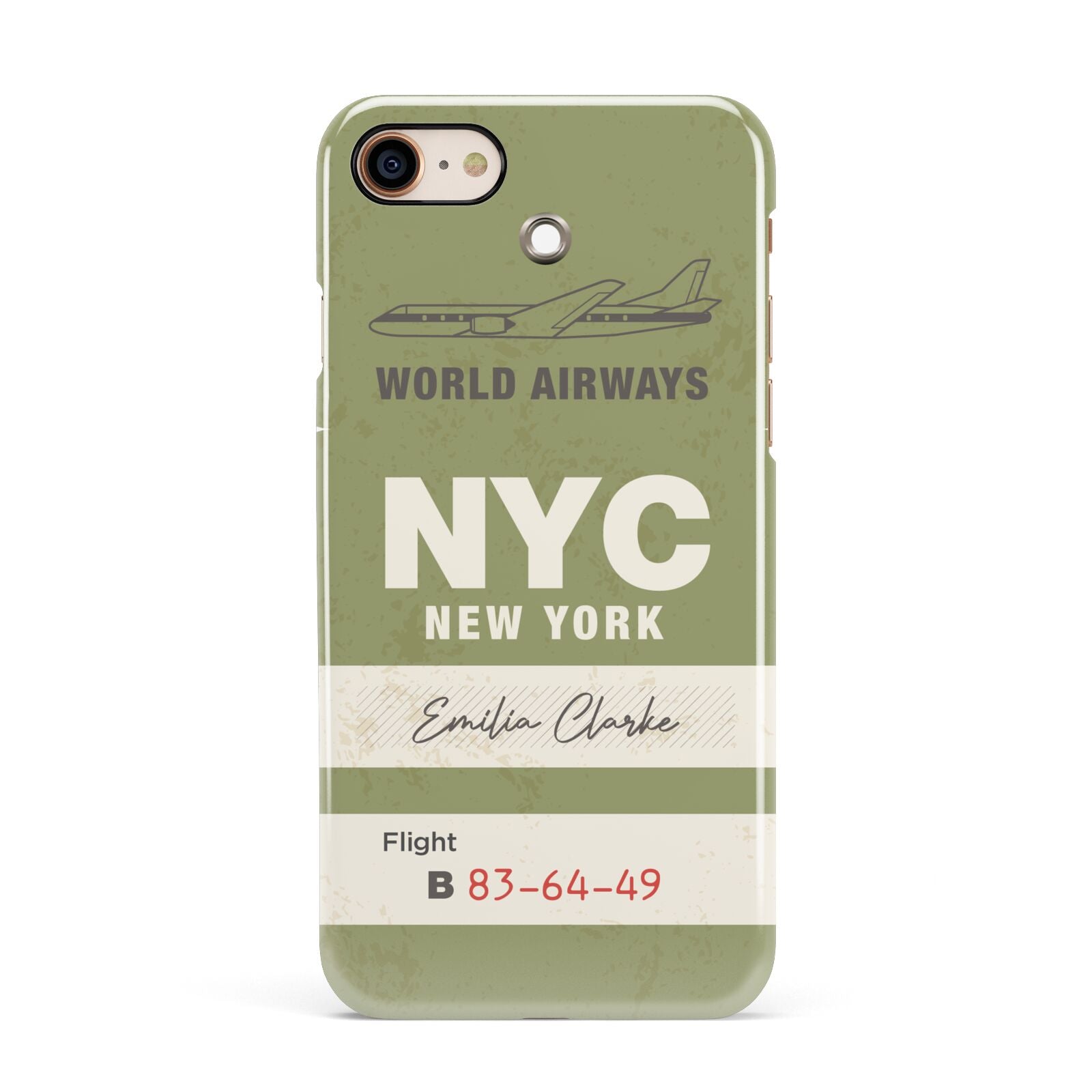Personalised Vintage Baggage Tag Apple iPhone 7 8 3D Snap Case