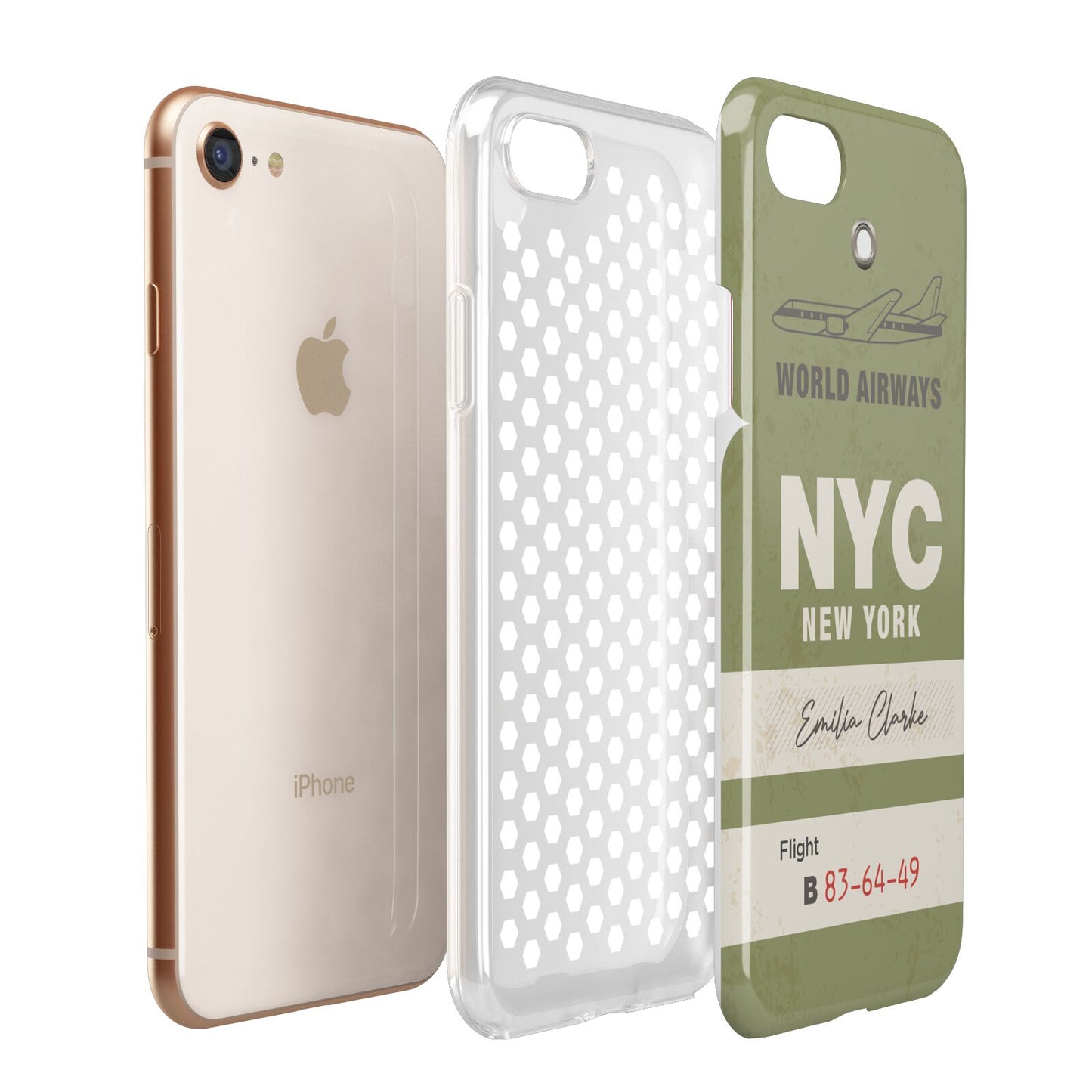 Personalised Vintage Baggage Tag Apple iPhone 7 8 3D Tough Case Expanded View