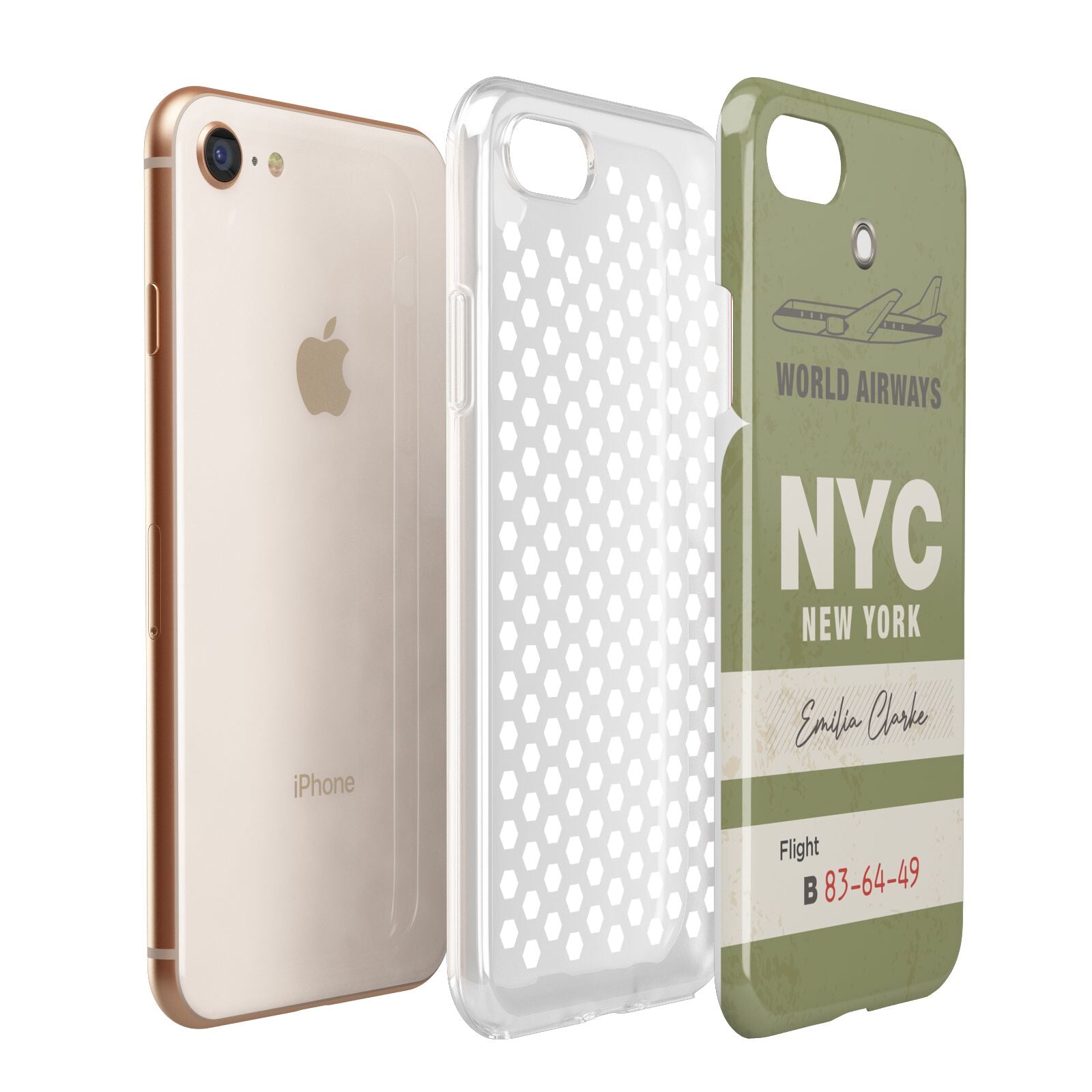 Personalised Vintage Baggage Tag Apple iPhone 7 8 3D Tough Case Expanded View