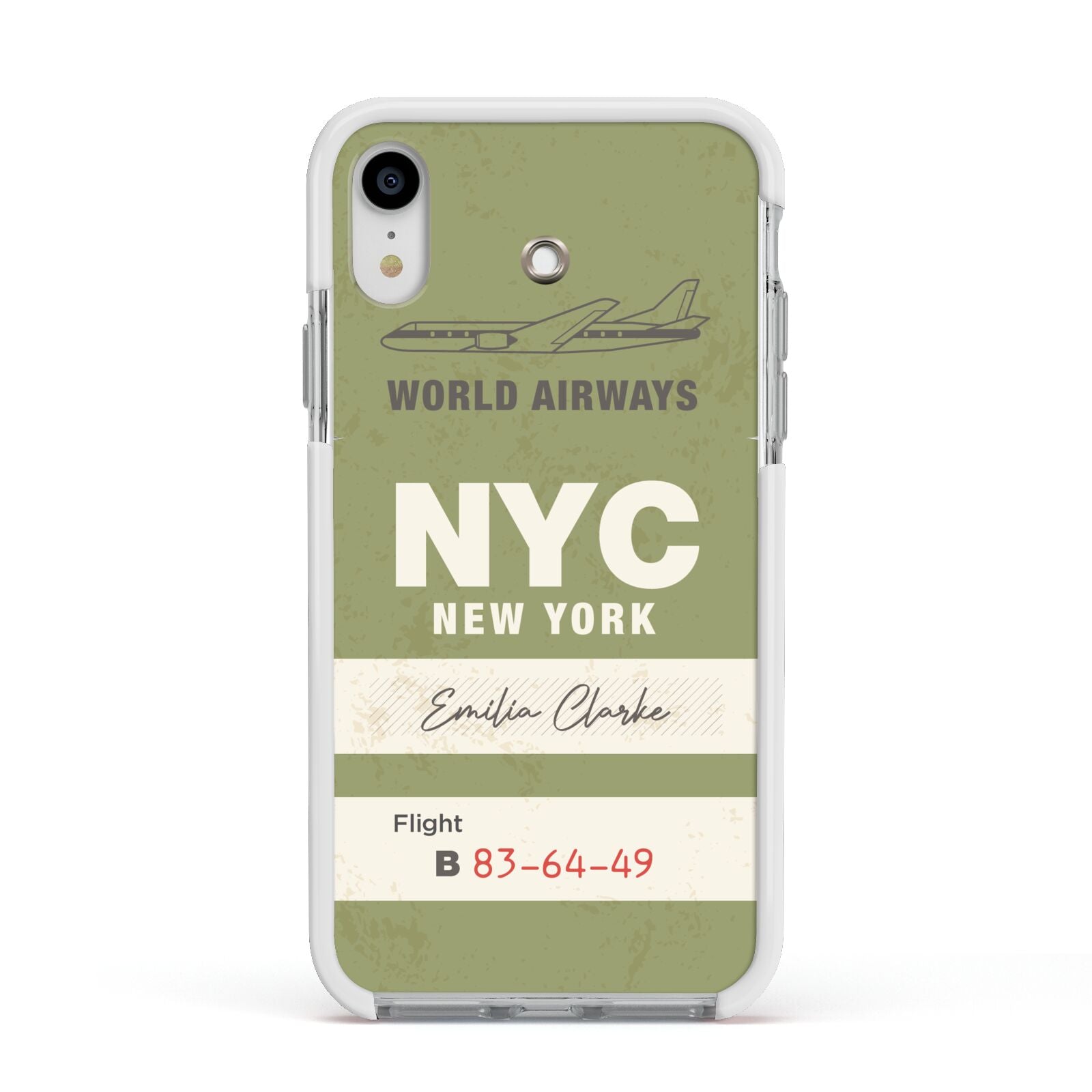 Personalised Vintage Baggage Tag Apple iPhone XR Impact Case White Edge on Silver Phone