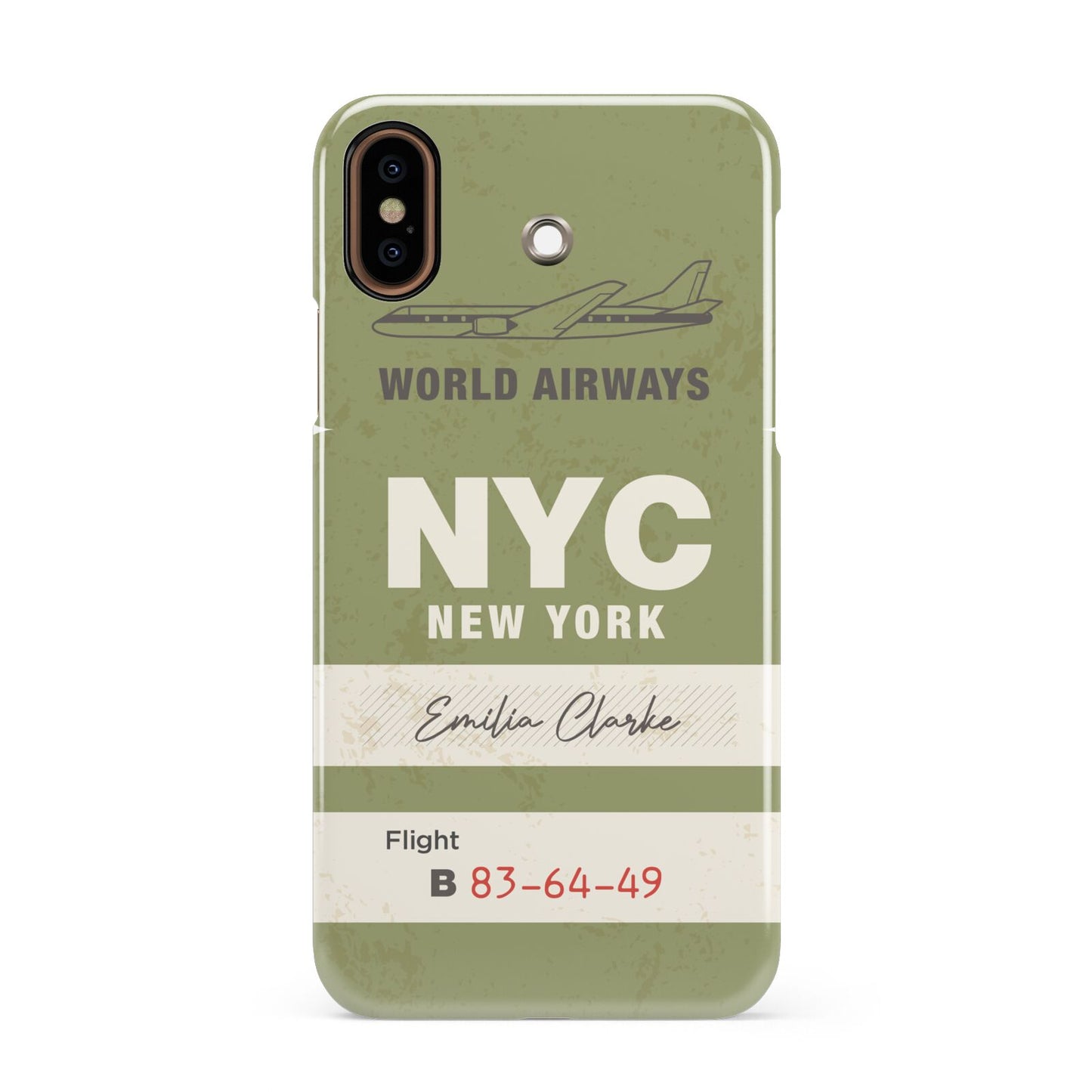 Personalised Vintage Baggage Tag Apple iPhone XS 3D Snap Case