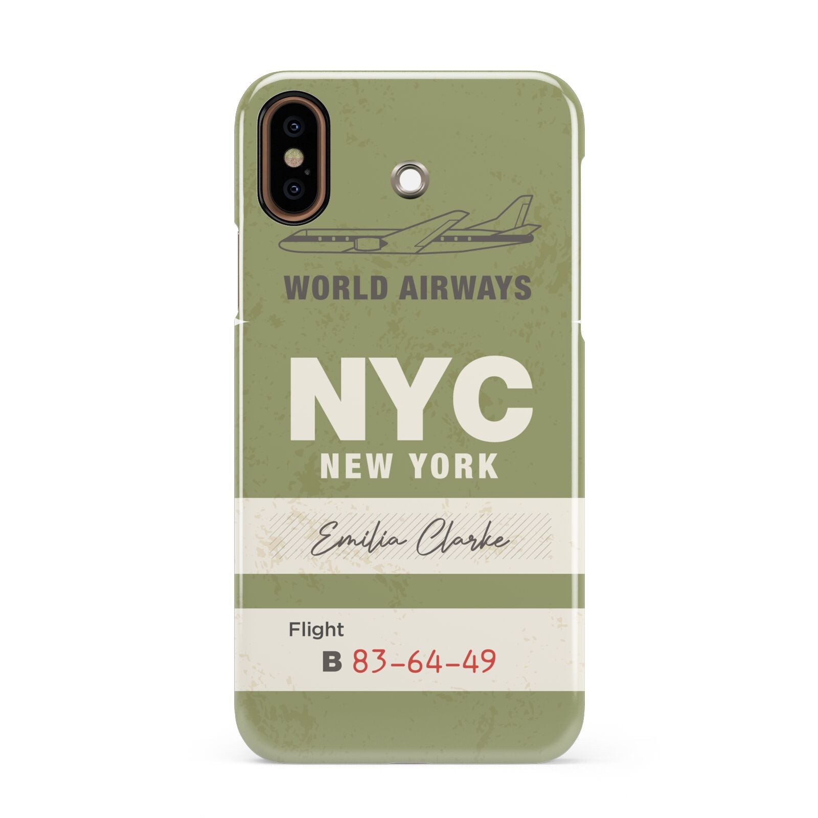 Personalised Vintage Baggage Tag Apple iPhone XS 3D Snap Case