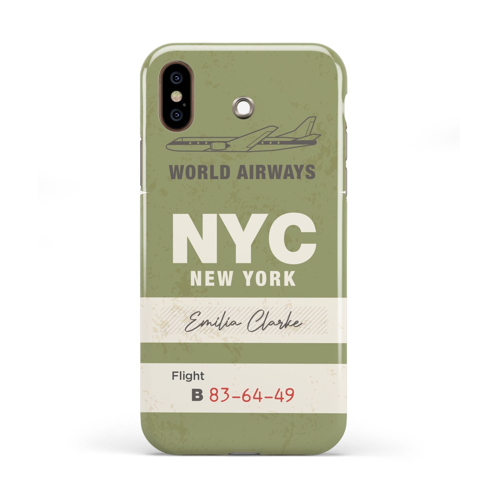 Personalised Vintage Baggage Tag Apple iPhone XS 3D Tough