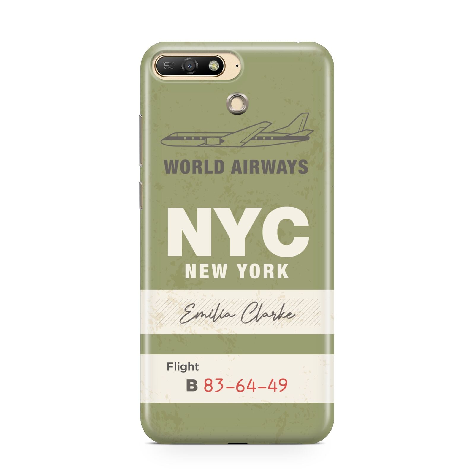 Personalised Vintage Baggage Tag Huawei Y6 2018