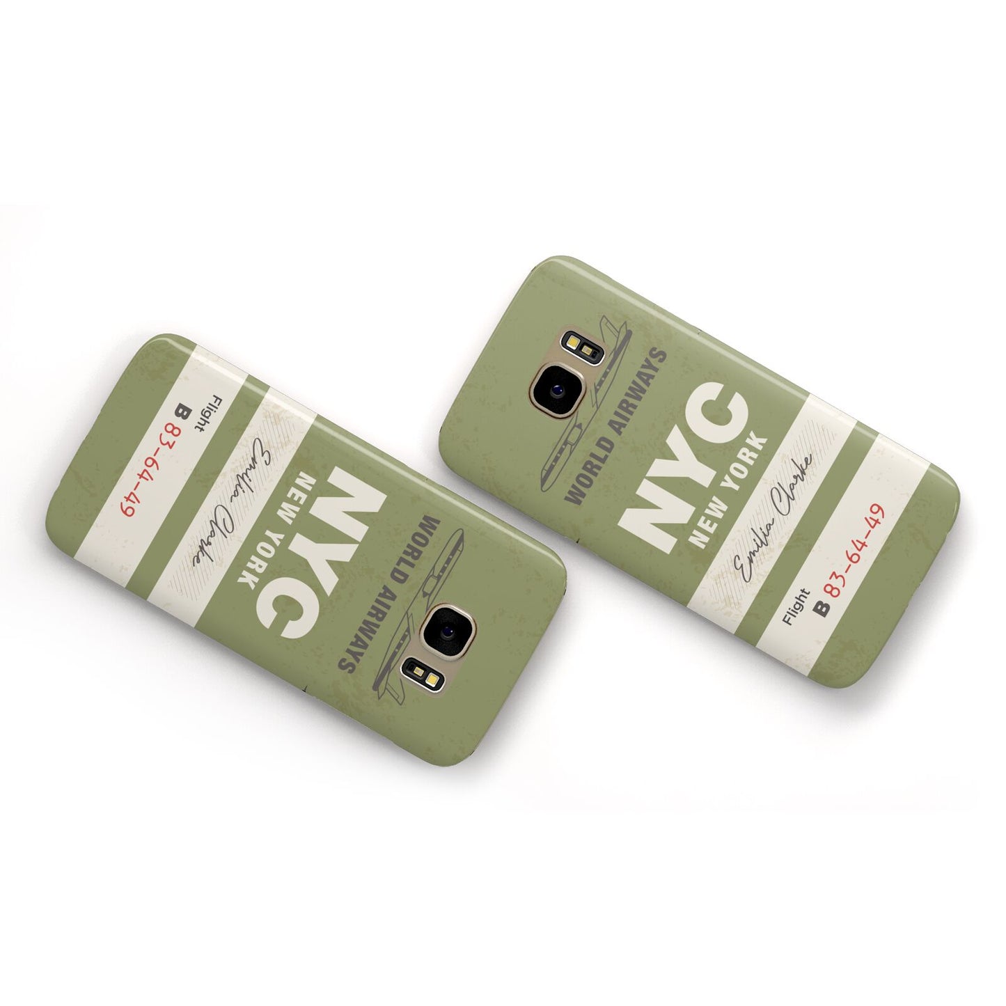 Personalised Vintage Baggage Tag Samsung Galaxy Case Flat Overview