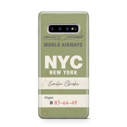 Personalised Vintage Baggage Tag Samsung Galaxy S10 Case
