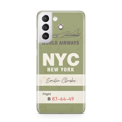 Personalised Vintage Baggage Tag Samsung S21 Case