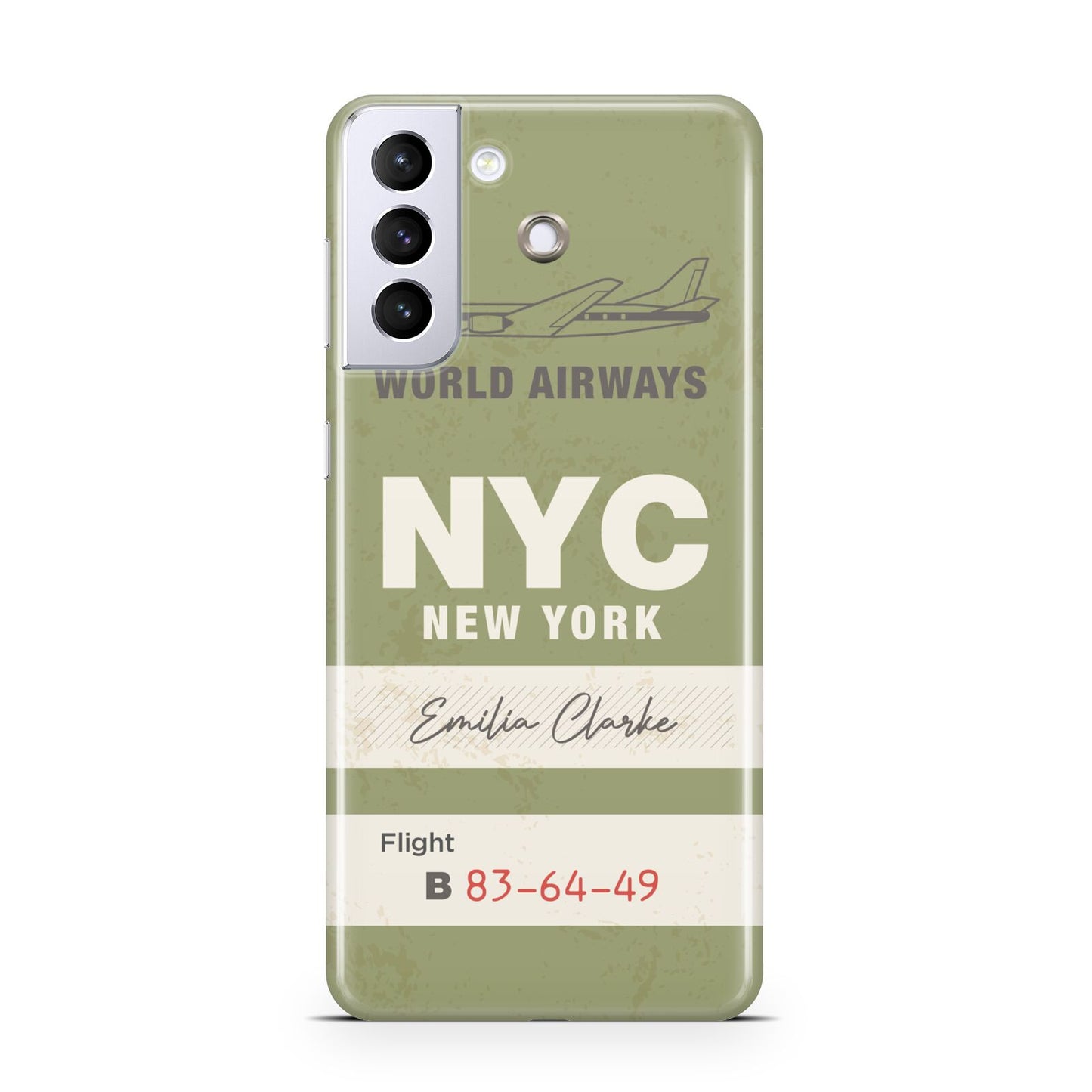 Personalised Vintage Baggage Tag Samsung S21 Plus Phone Case