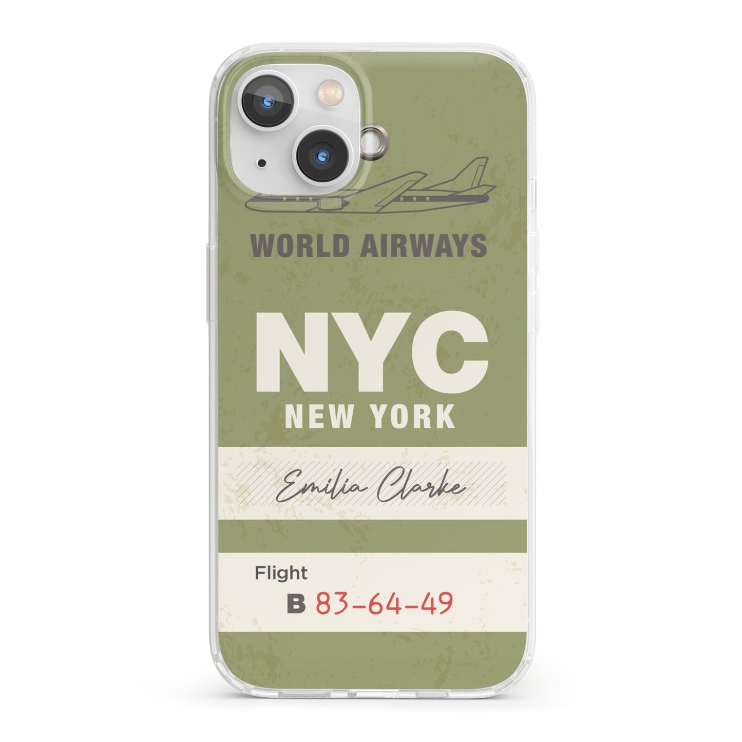 Personalised Vintage Baggage Tag iPhone 13 Clear Bumper Case