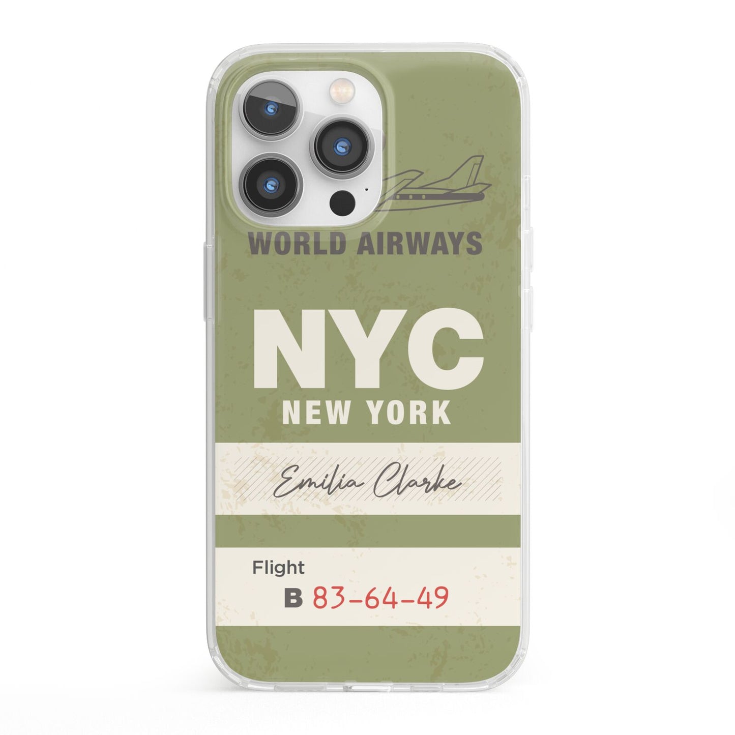 Personalised Vintage Baggage Tag iPhone 13 Pro Clear Bumper Case