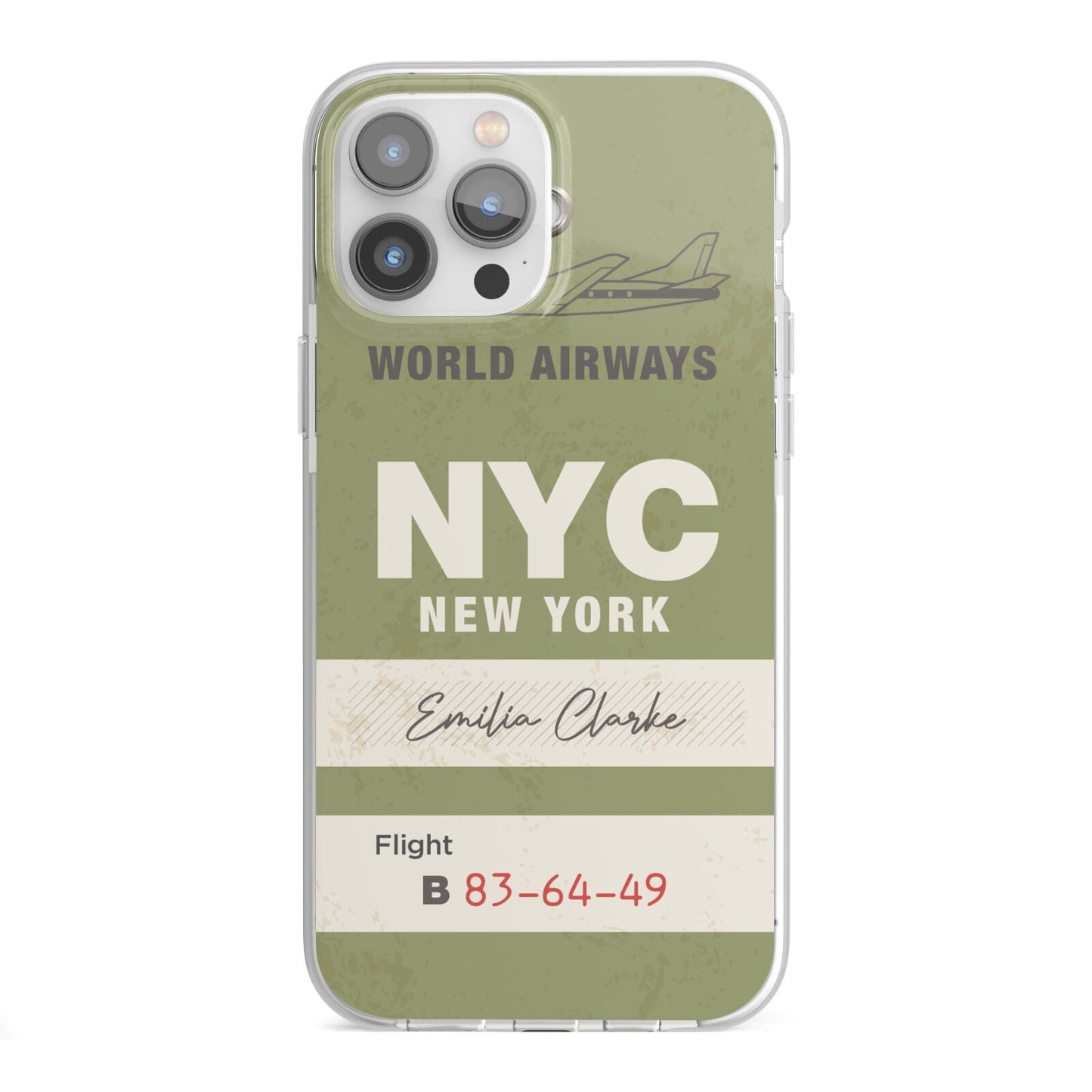 Personalised Vintage Baggage Tag iPhone 13 Pro Max TPU Impact Case with White Edges