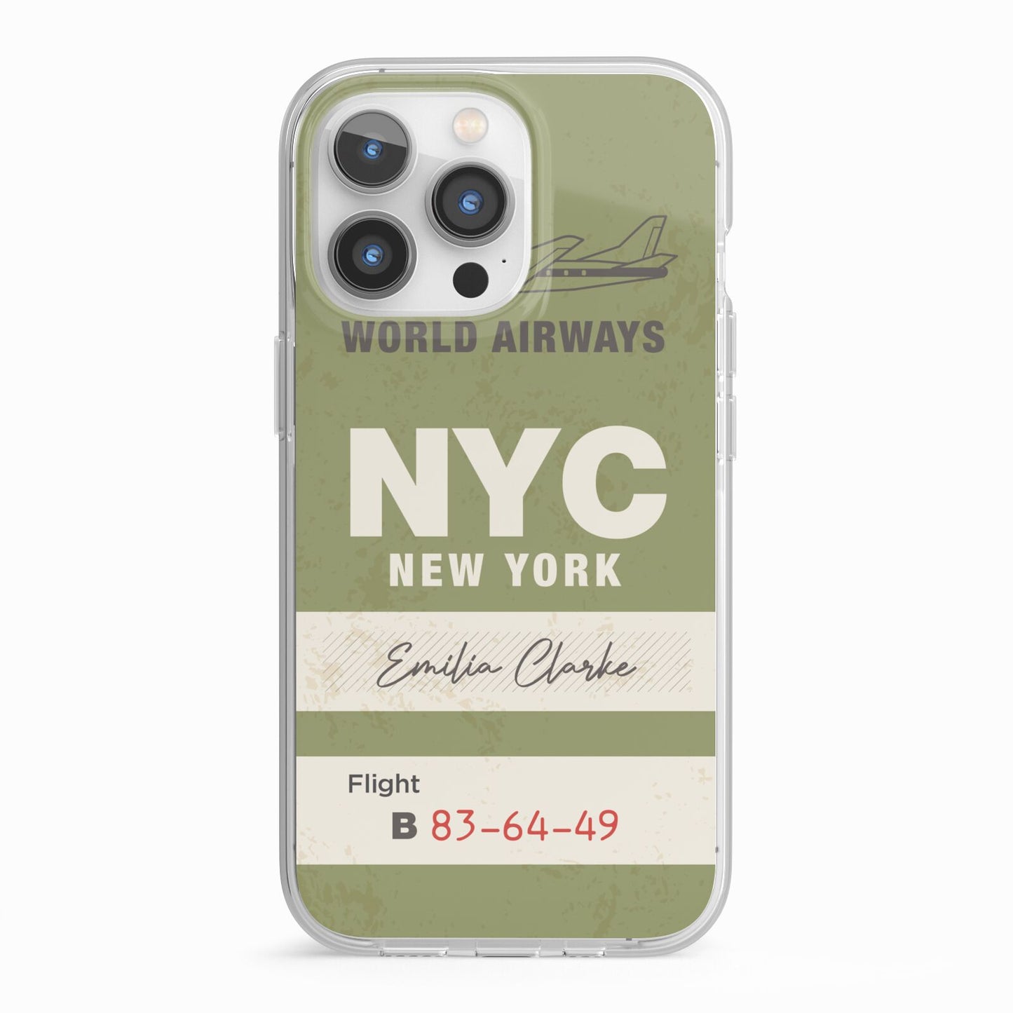 Personalised Vintage Baggage Tag iPhone 13 Pro TPU Impact Case with White Edges