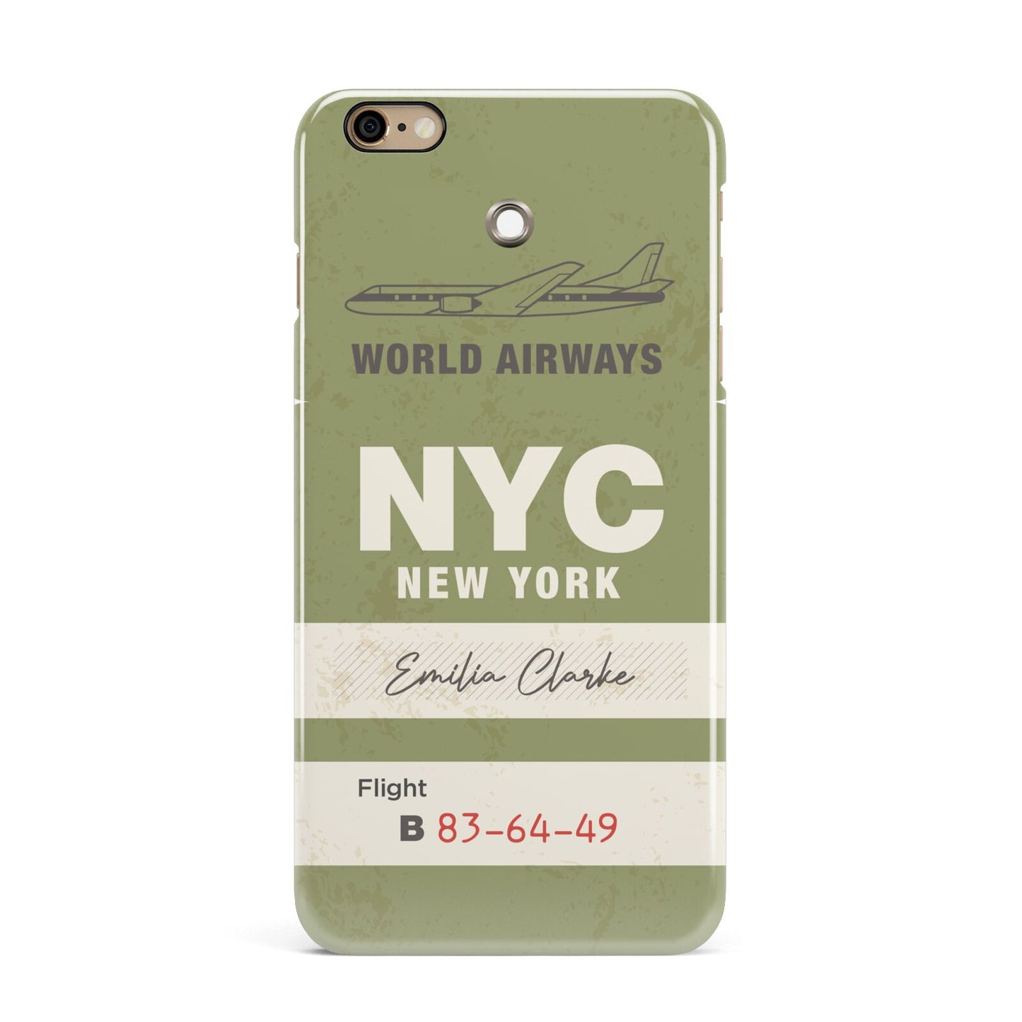 Personalised Vintage Baggage Tag iPhone 6 Plus 3D Snap Case on Gold Phone