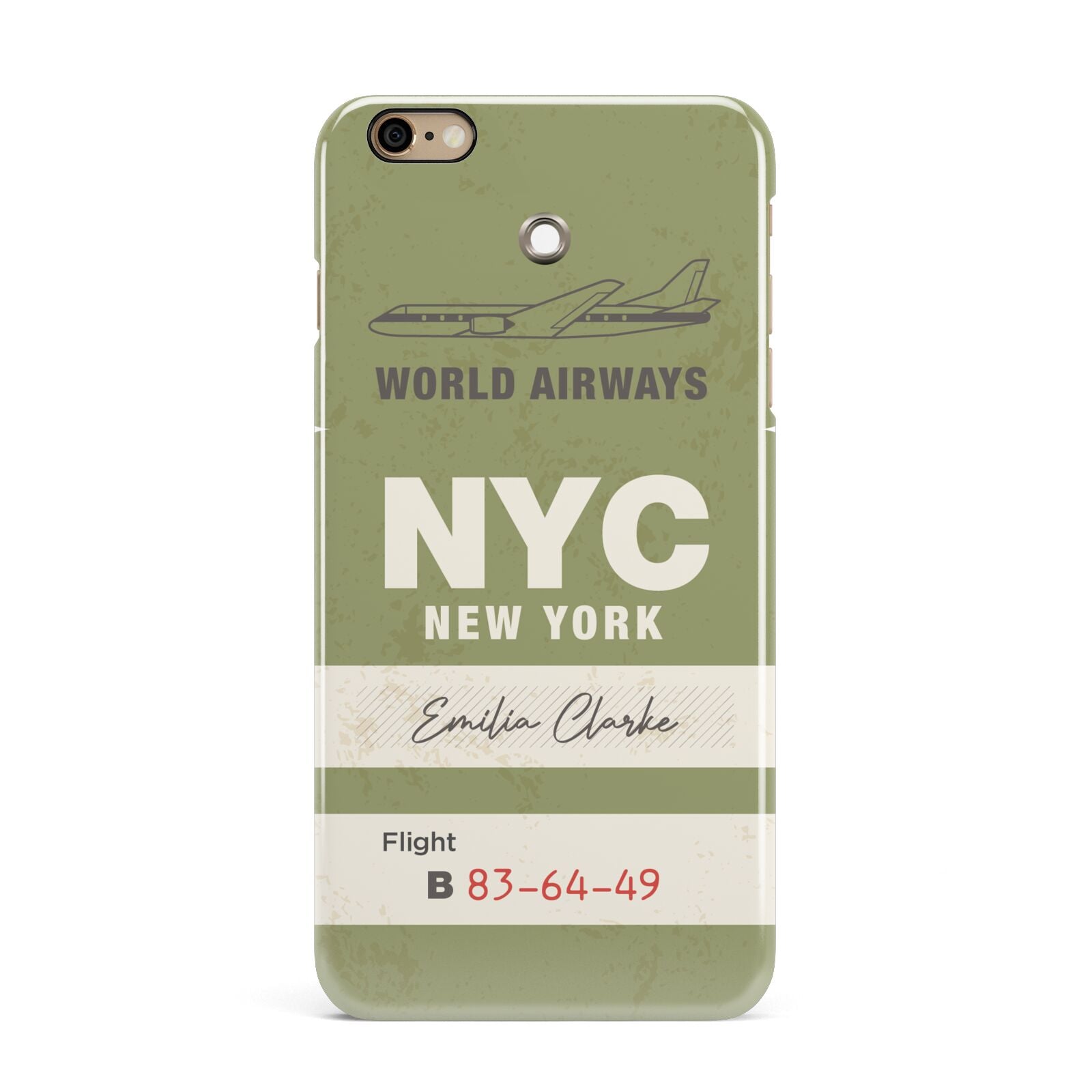 Personalised Vintage Baggage Tag iPhone 6 Plus 3D Snap Case on Gold Phone