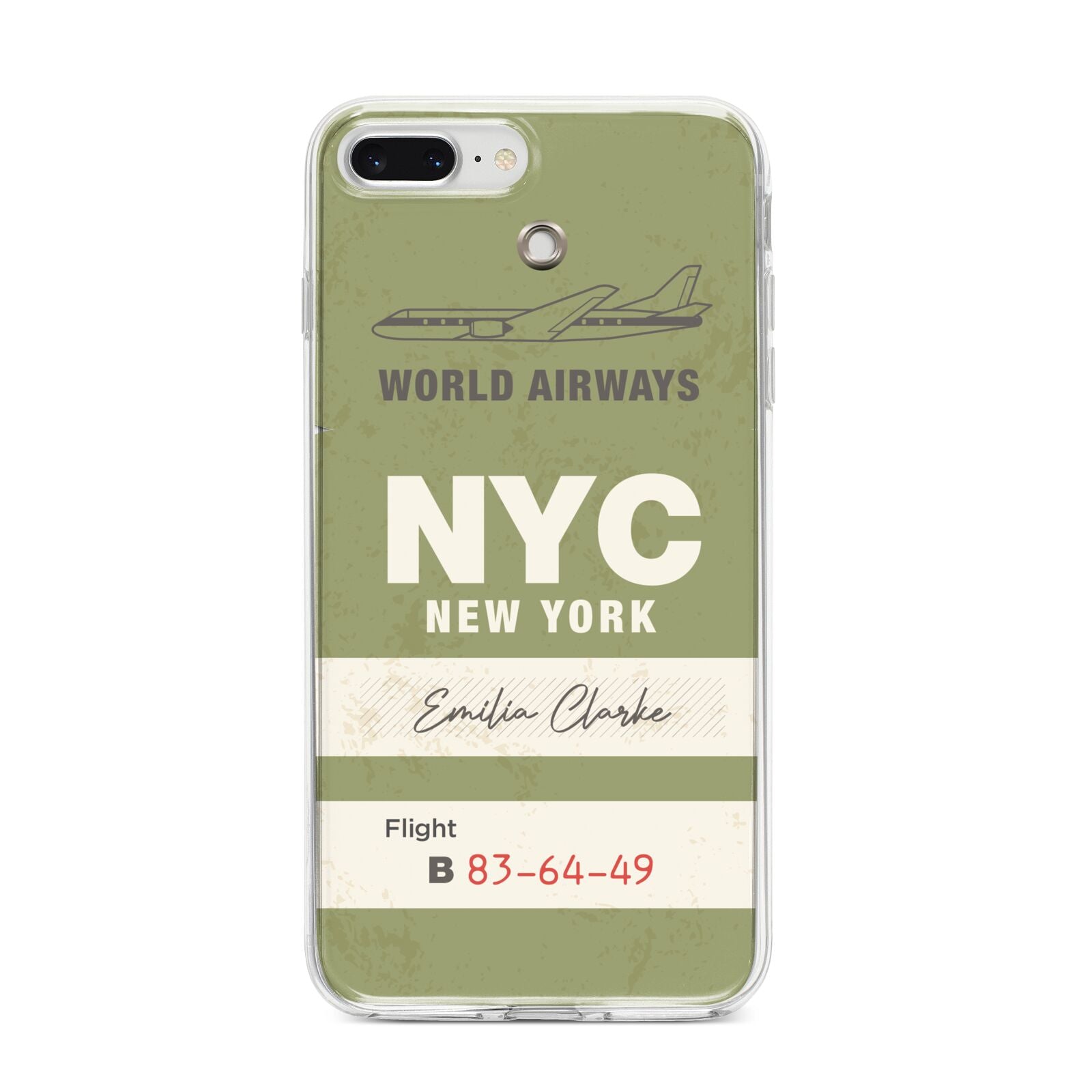 Personalised Vintage Baggage Tag iPhone 8 Plus Bumper Case on Silver iPhone