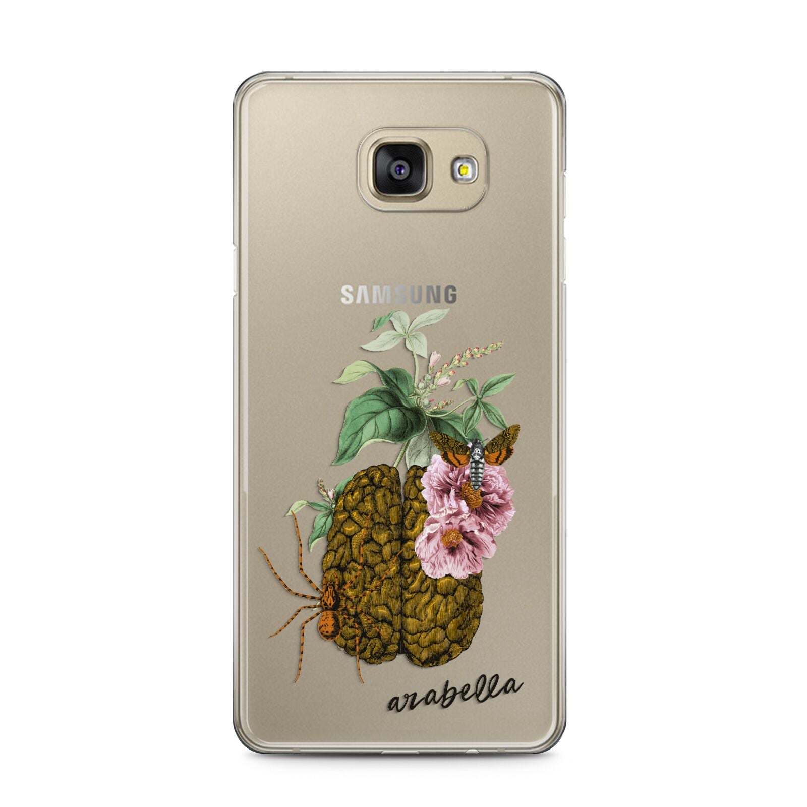 Personalised Vintage Brain Drawing Samsung Galaxy A5 2016 Case on gold phone
