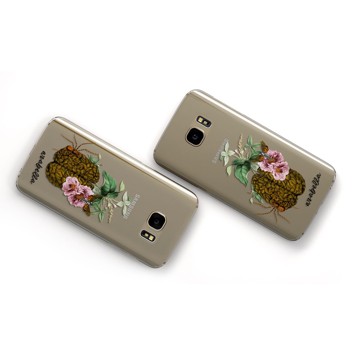 Personalised Vintage Brain Drawing Samsung Galaxy Case Flat Overview