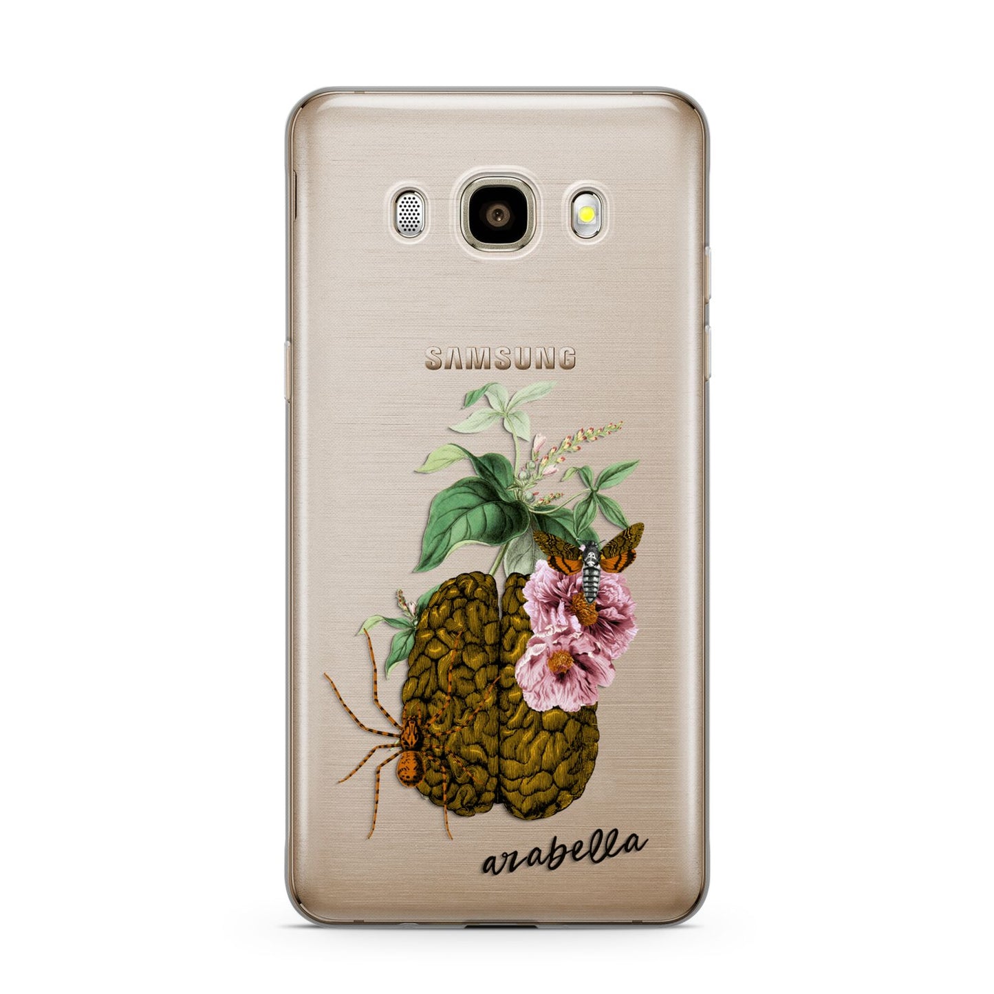 Personalised Vintage Brain Drawing Samsung Galaxy J7 2016 Case on gold phone