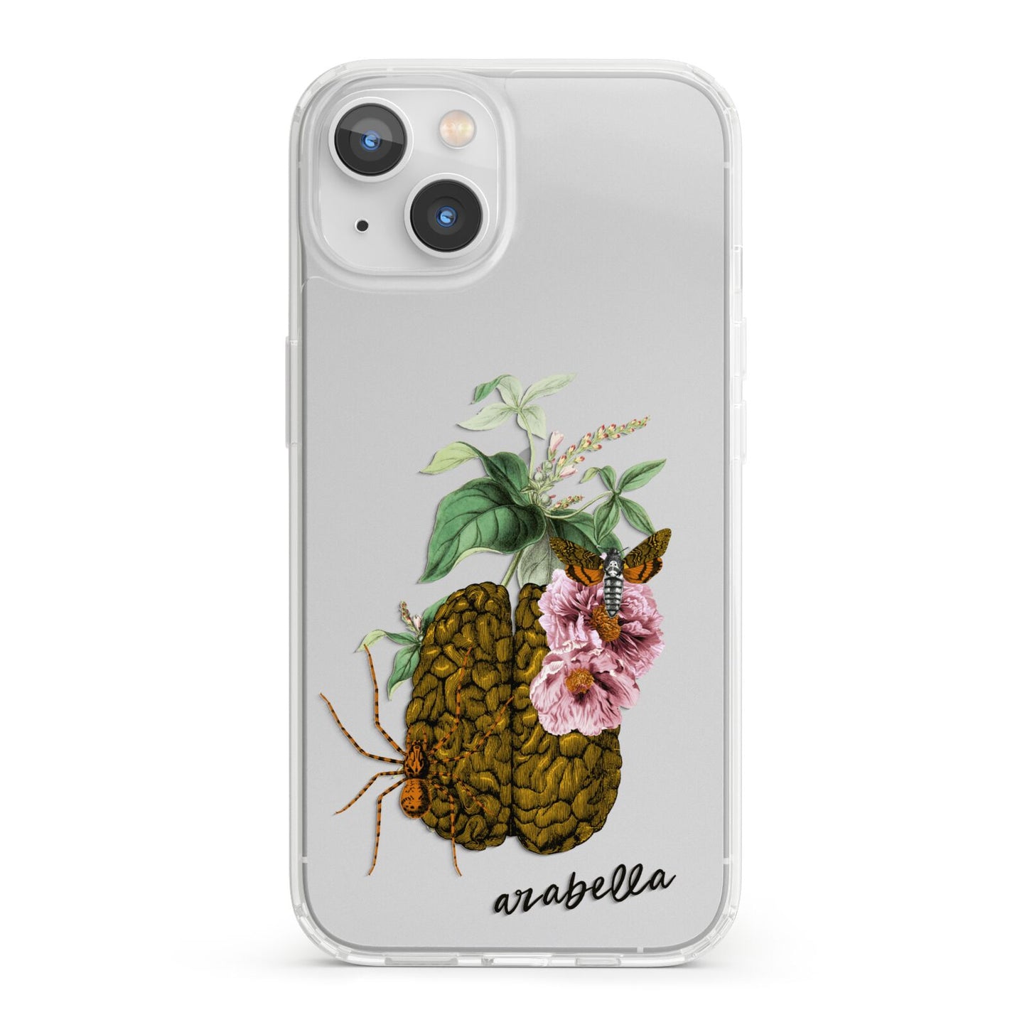 Personalised Vintage Brain Drawing iPhone 13 Clear Bumper Case