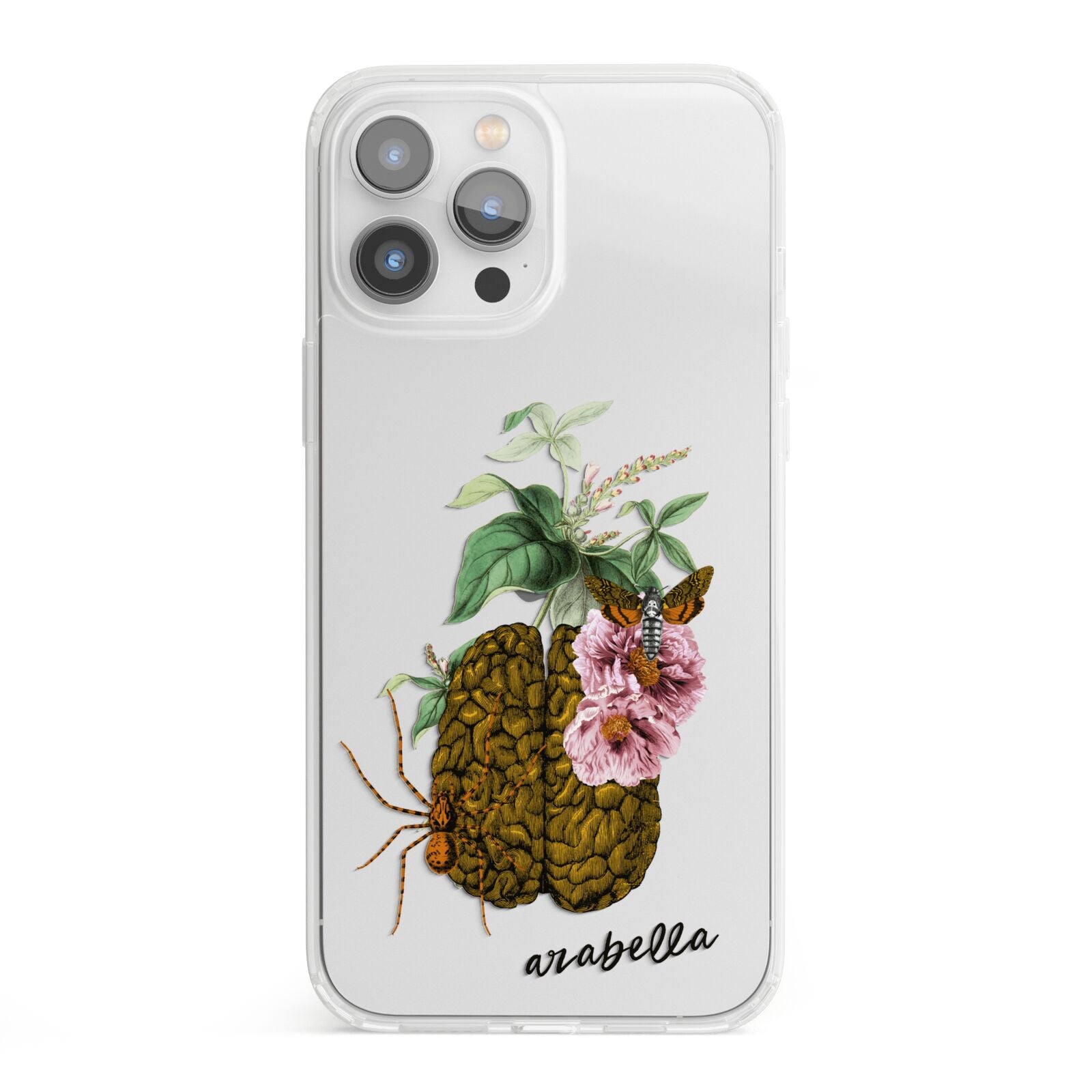 Personalised Vintage Brain Drawing iPhone 13 Pro Max Clear Bumper Case
