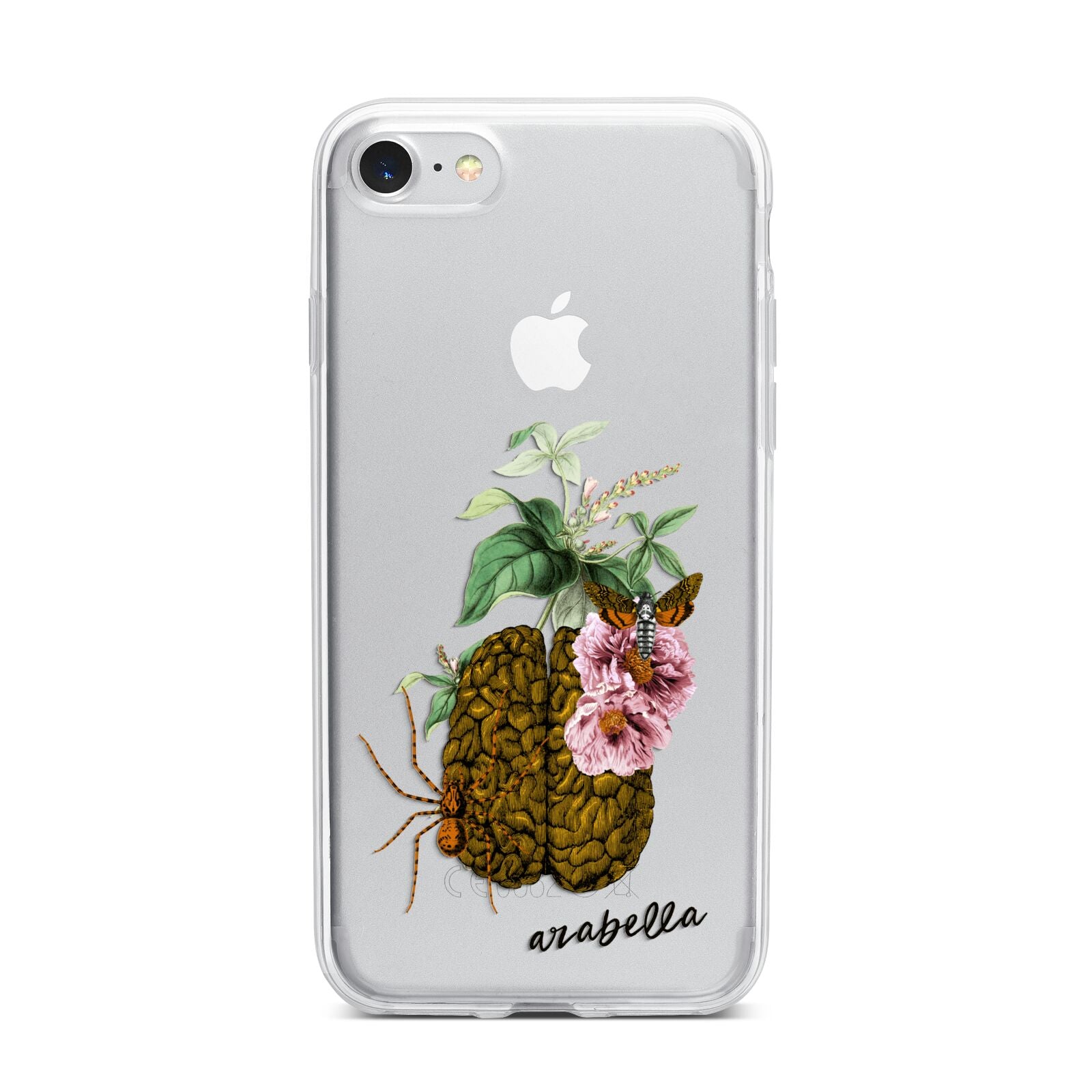 Personalised Vintage Brain Drawing iPhone 7 Bumper Case on Silver iPhone