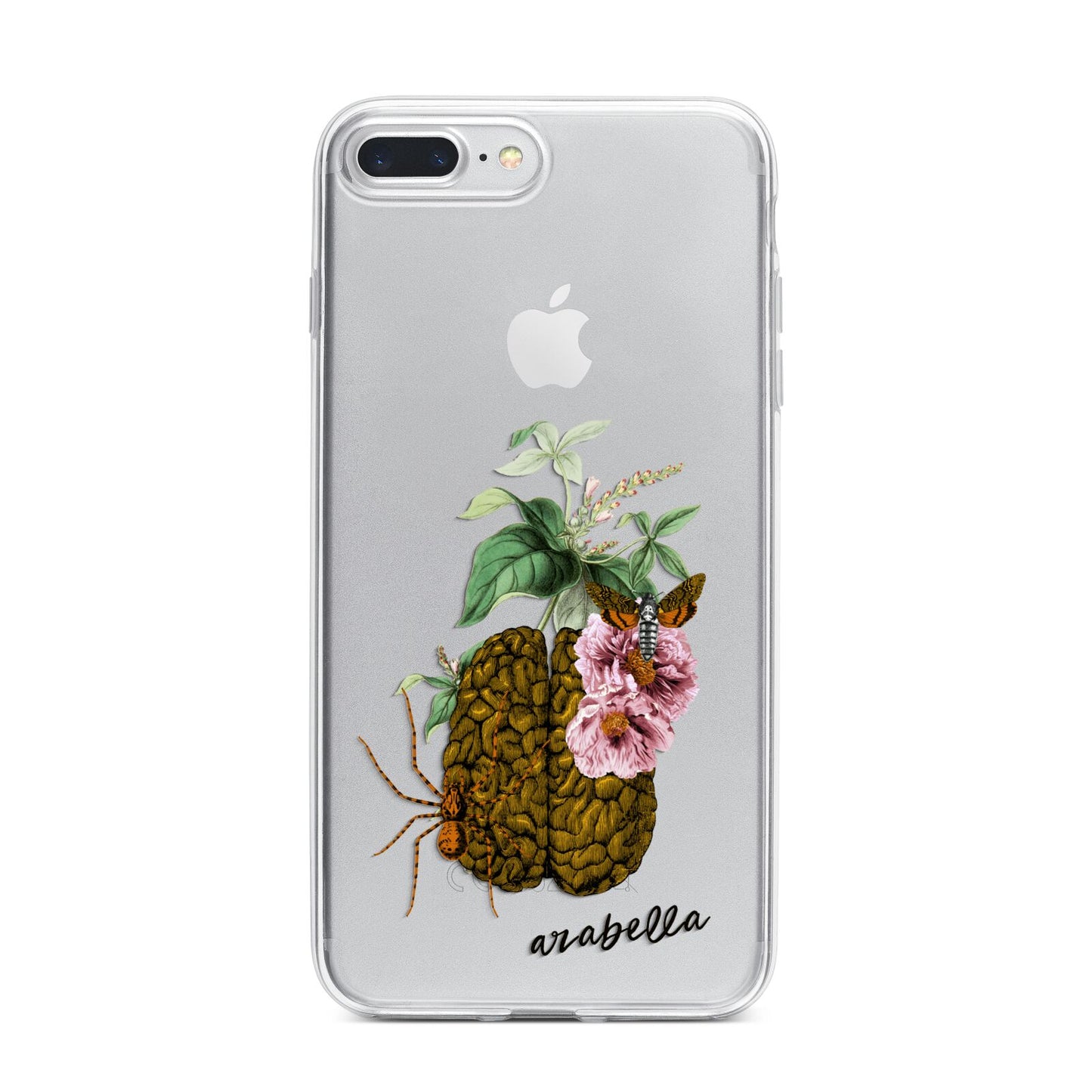 Personalised Vintage Brain Drawing iPhone 7 Plus Bumper Case on Silver iPhone