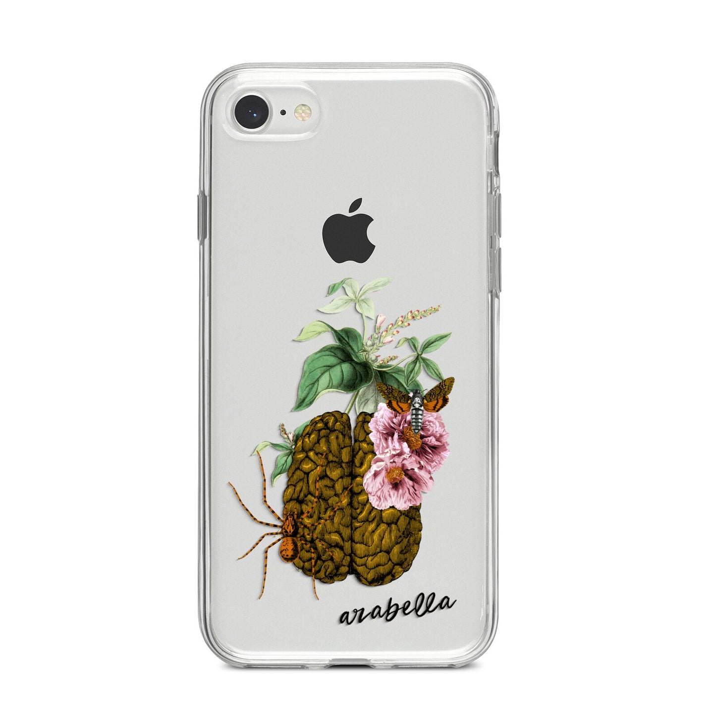 Personalised Vintage Brain Drawing iPhone 8 Bumper Case on Silver iPhone
