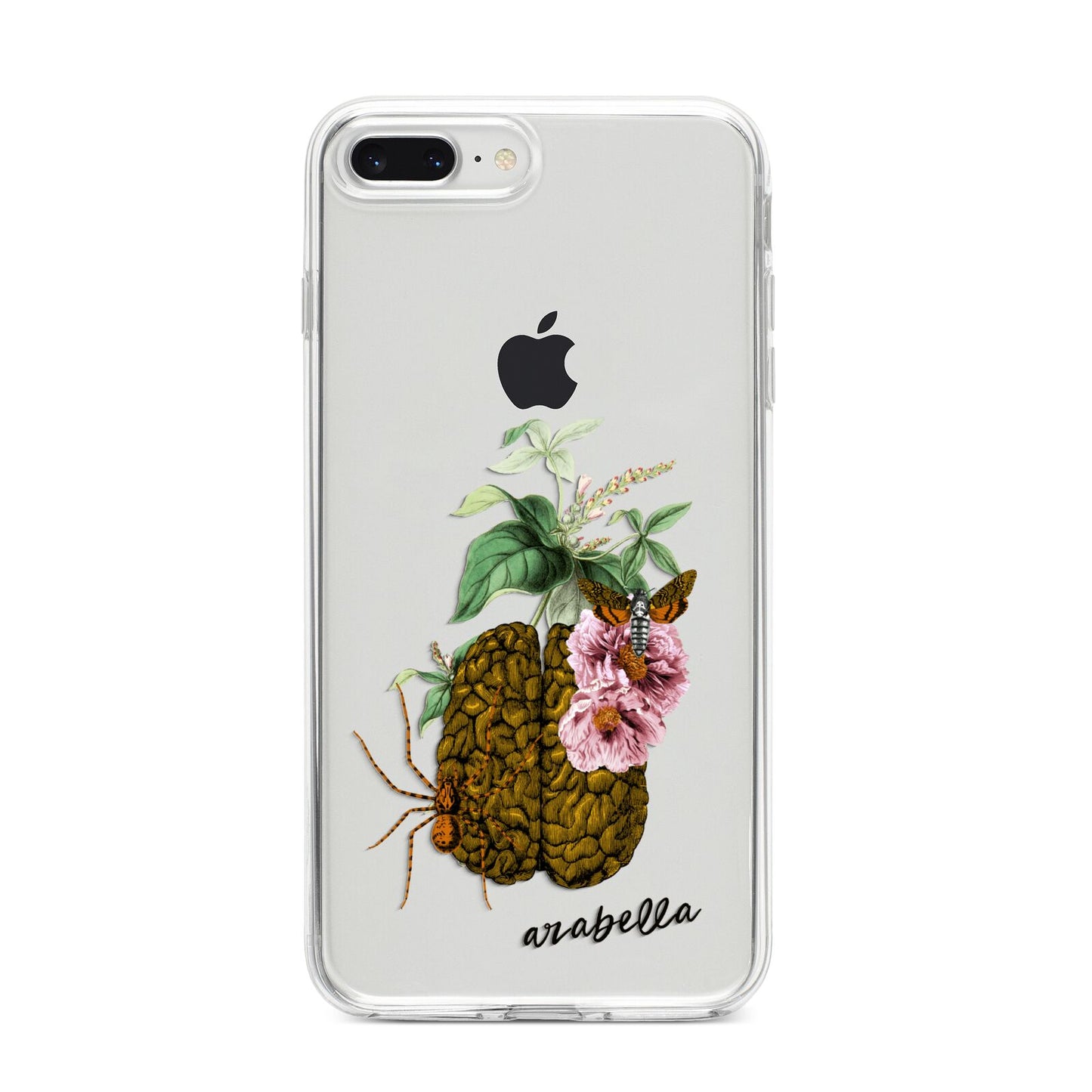 Personalised Vintage Brain Drawing iPhone 8 Plus Bumper Case on Silver iPhone