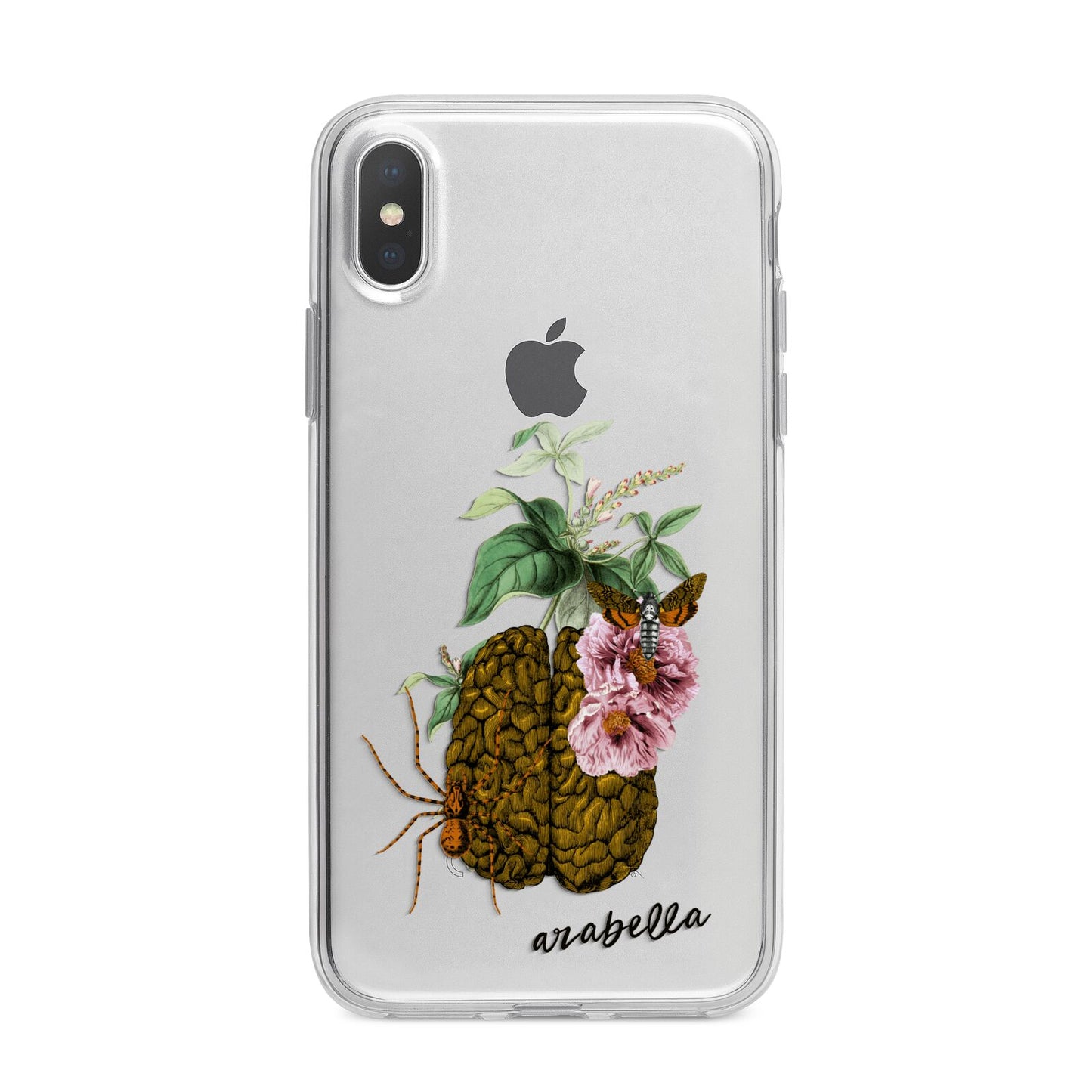 Personalised Vintage Brain Drawing iPhone X Bumper Case on Silver iPhone Alternative Image 1
