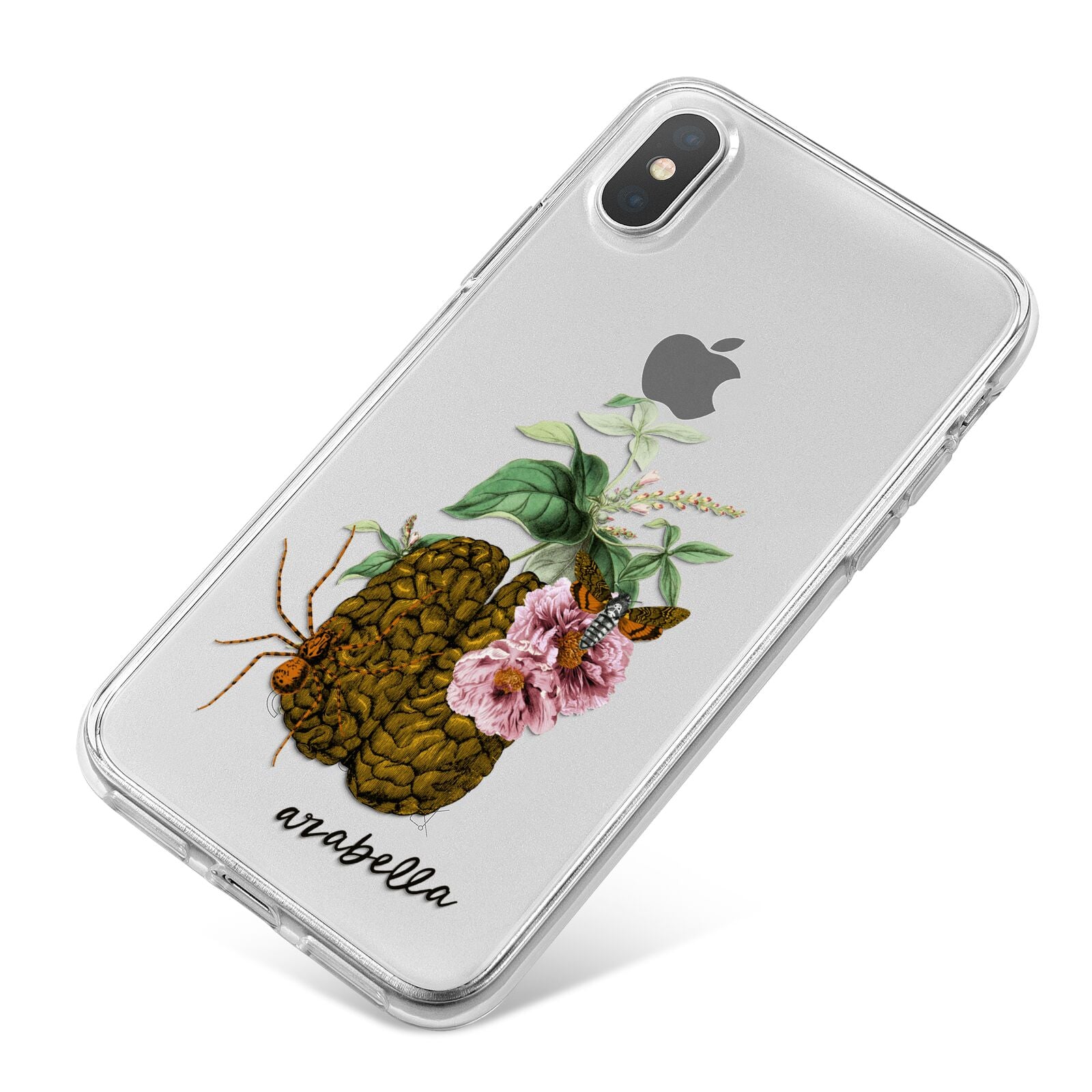 Personalised Vintage Brain Drawing iPhone X Bumper Case on Silver iPhone