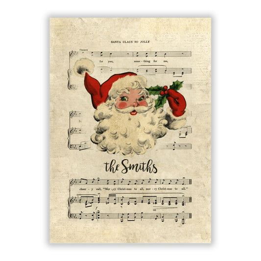 Personalised Vintage Christmas A5 Flat Greetings Card
