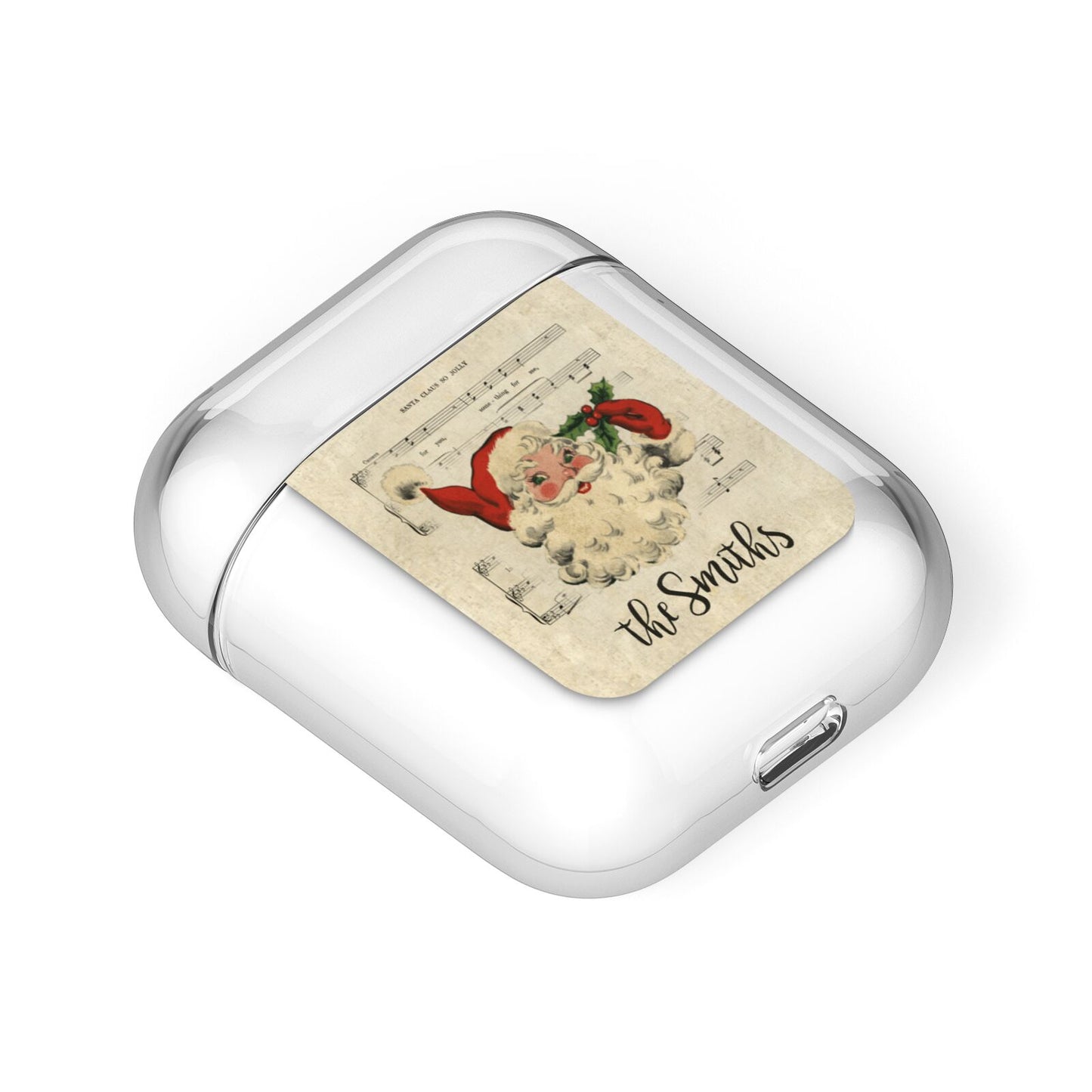 Personalised Vintage Christmas AirPods Case Laid Flat