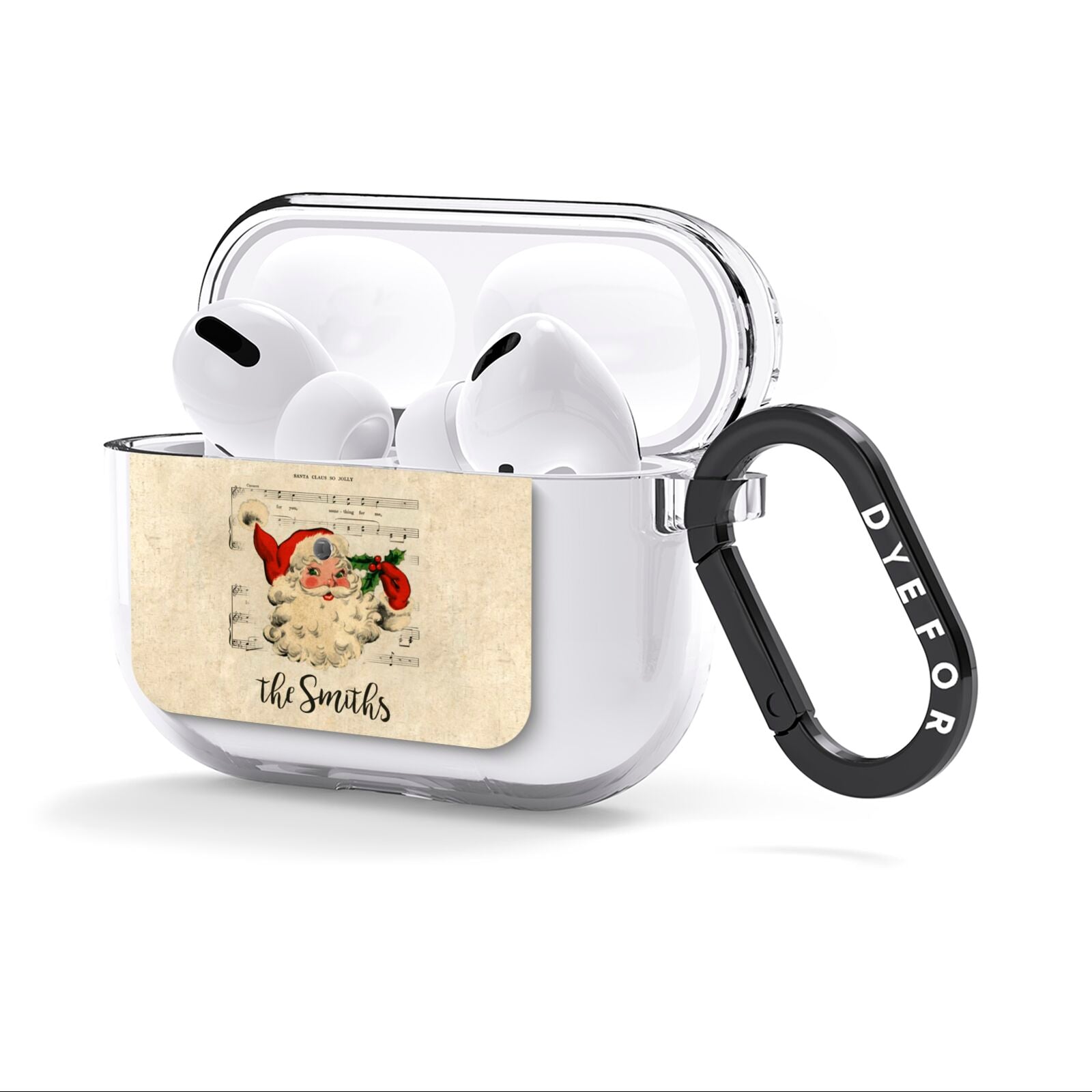 Personalised Vintage Christmas AirPods Clear Case 3rd Gen Side Image