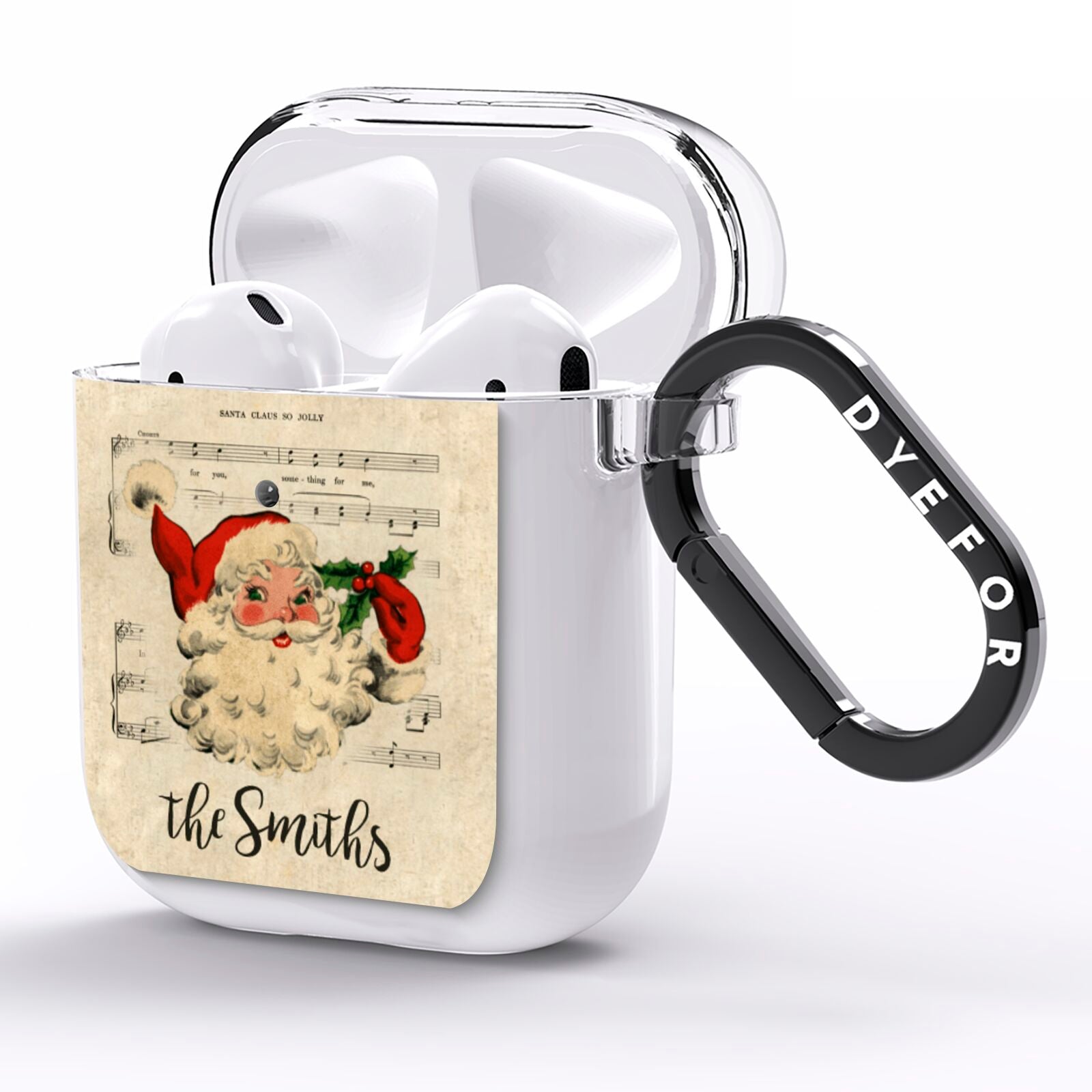 Personalised Vintage Christmas AirPods Clear Case Side Image