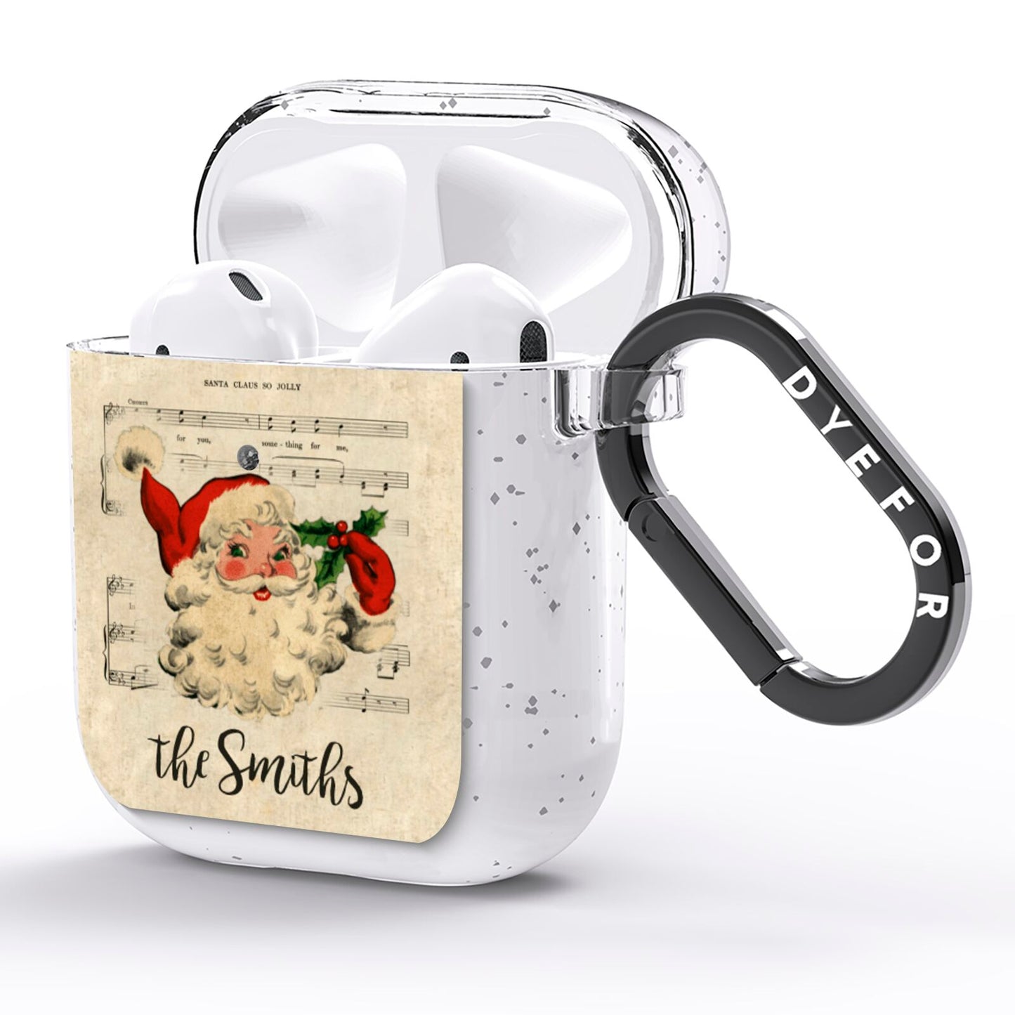 Personalised Vintage Christmas AirPods Glitter Case Side Image